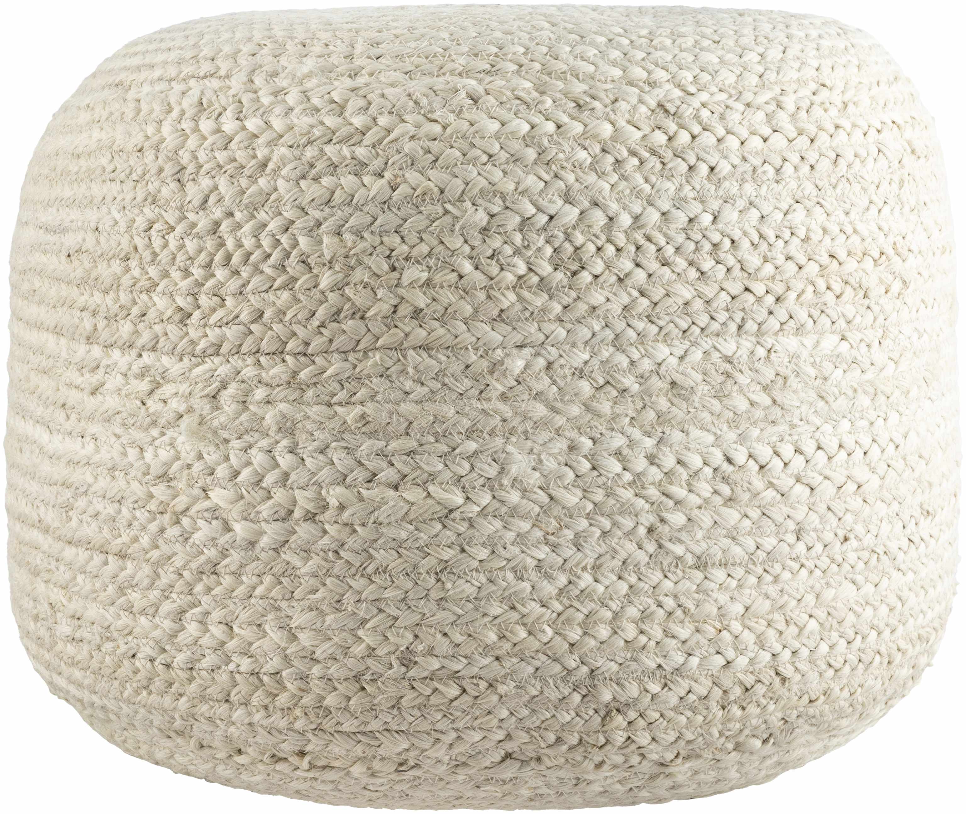 Tursas Braided Jute Pouf - Off-White