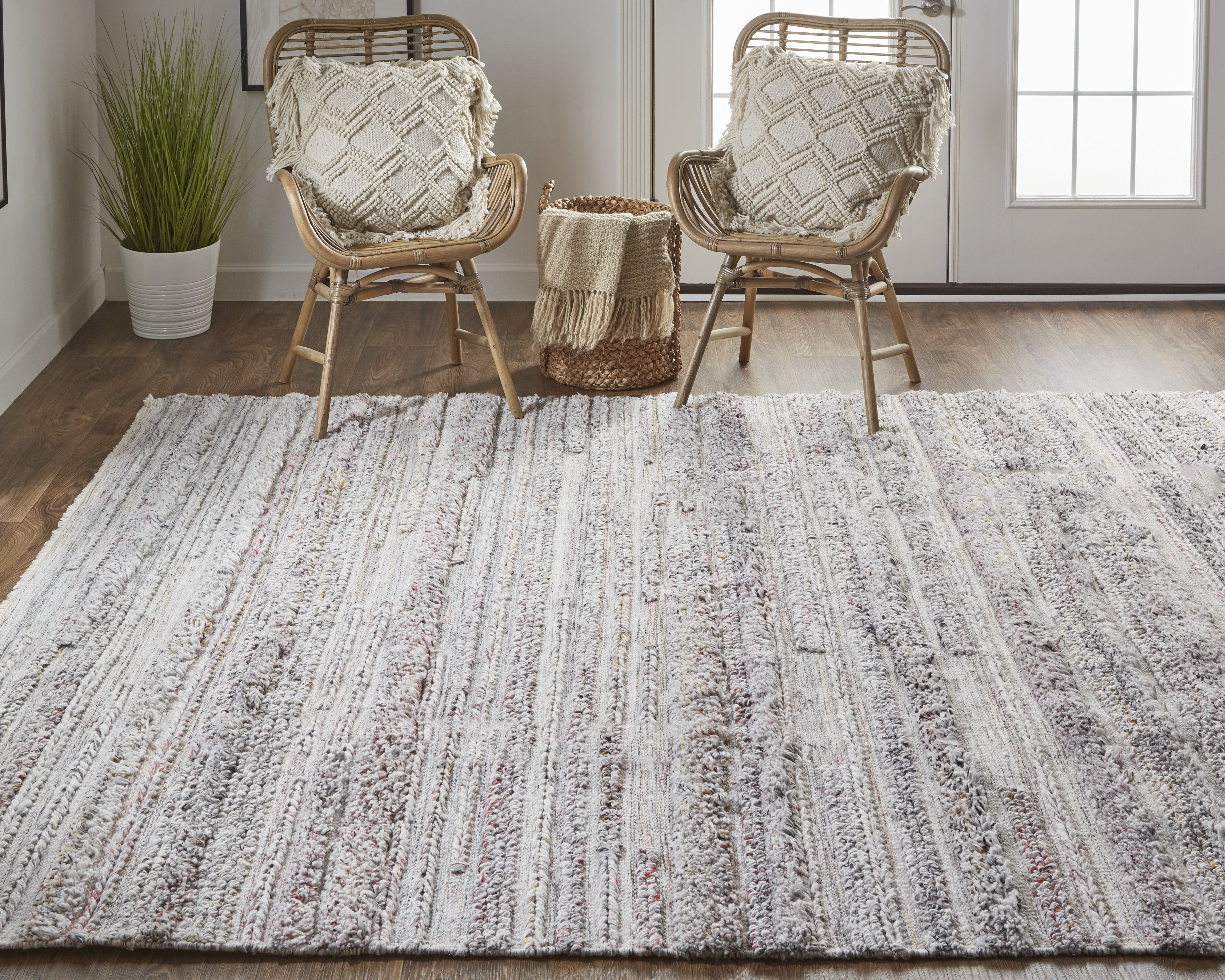 Alden Transitional Stripes - Taupe/Ivory/Red
