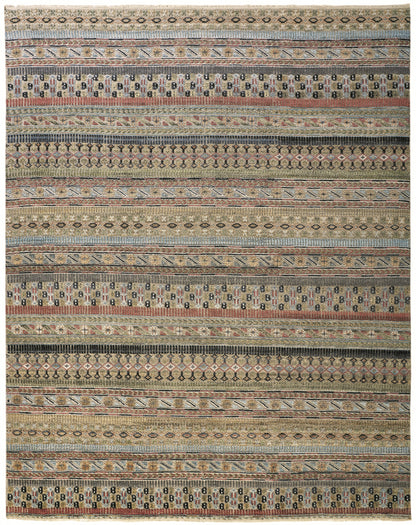 Payton Transitional Stripes - Tan/Orange/Blue Area Rug