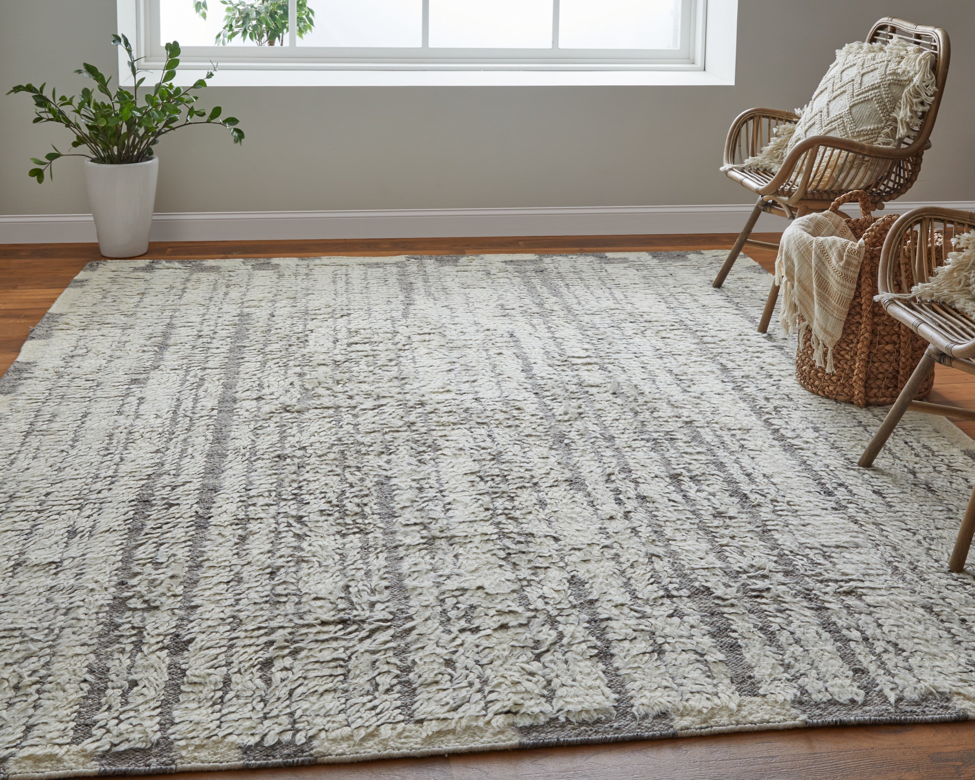 Ashby Transitional Stripes - Ivory/Gray Area Rug