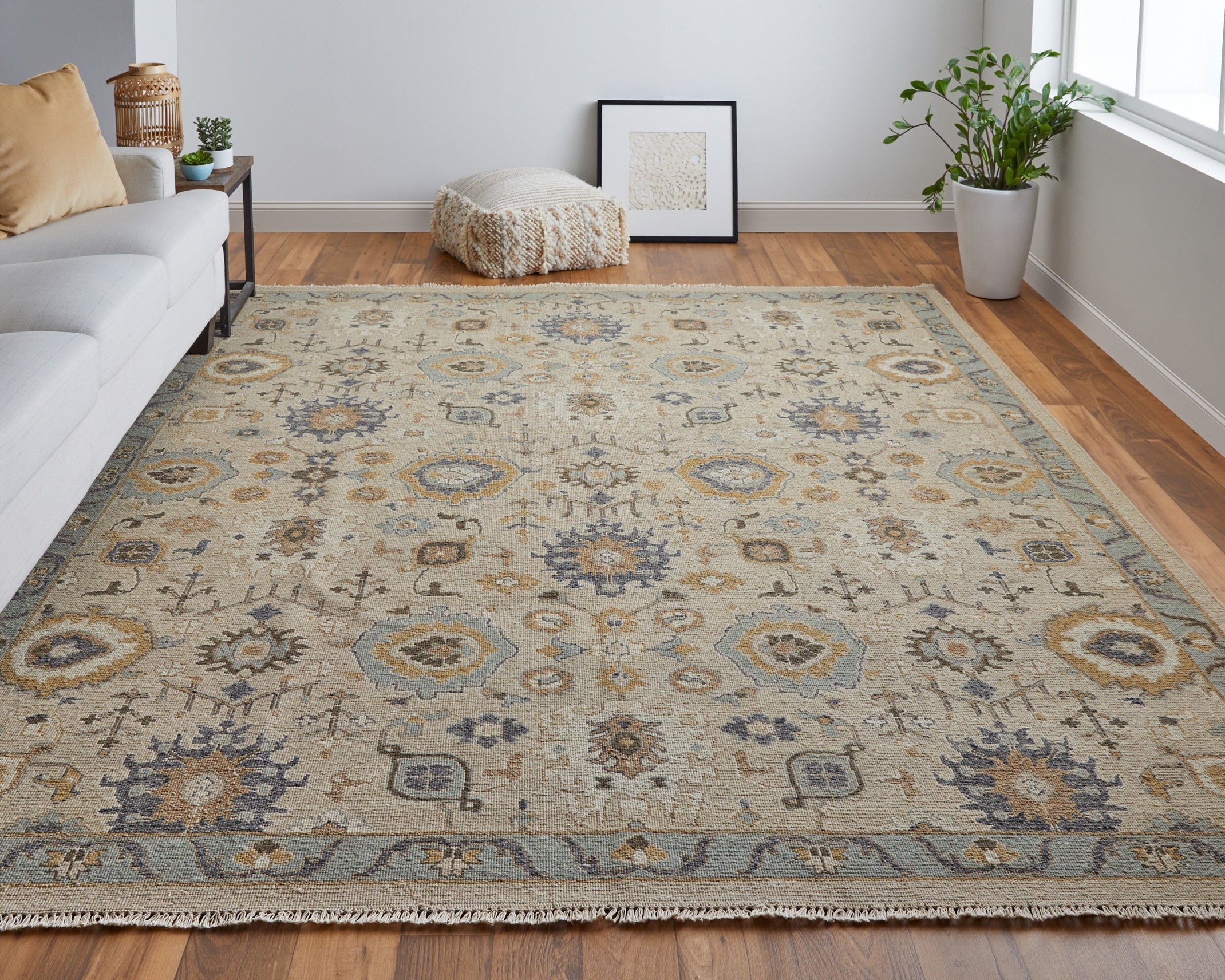 Corbitt Traditional Oriental - Tan/Blue/Gold Area Rug