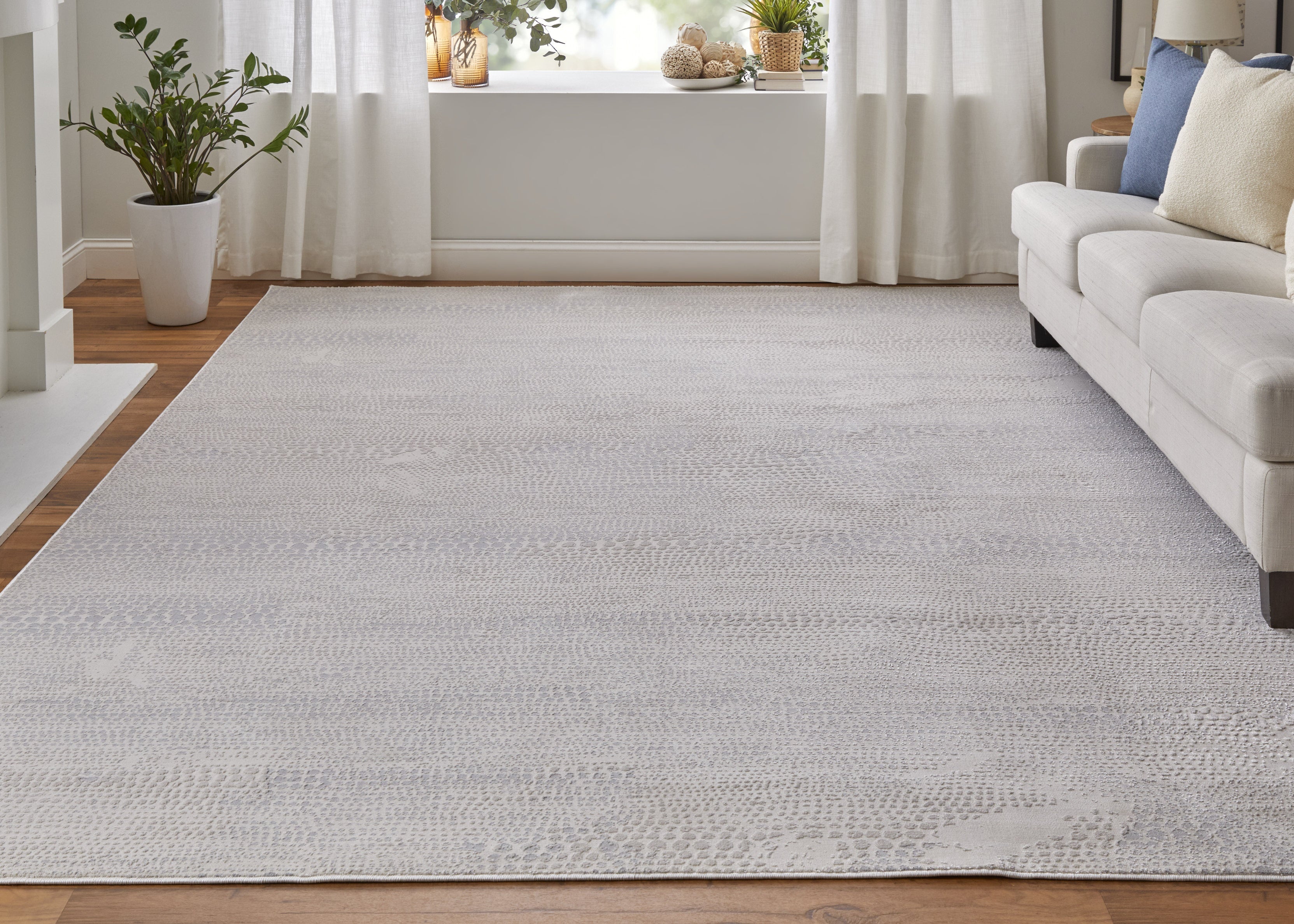 Prasad Modern Distressed - Ivory/Silver/Gray Area Rug