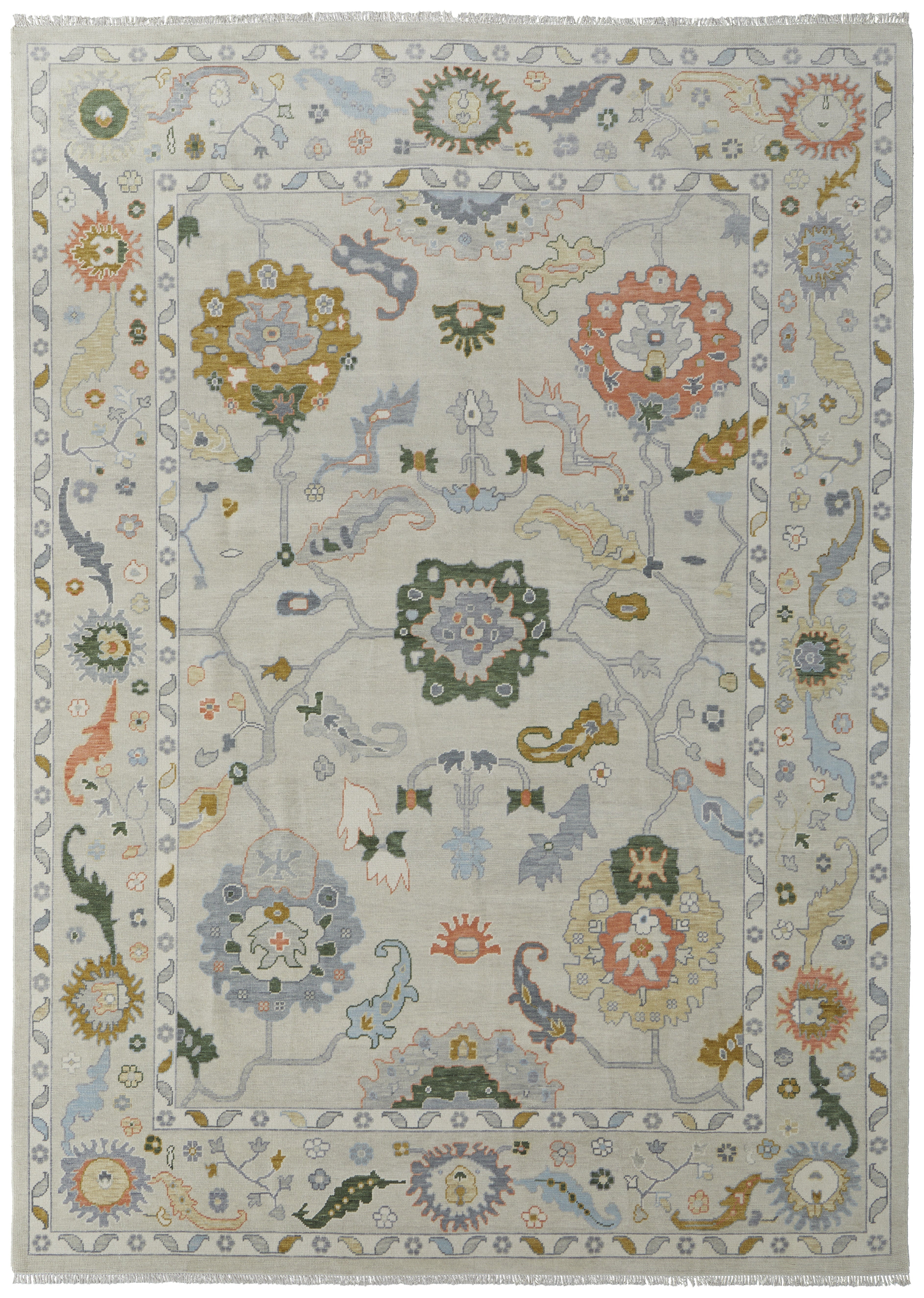 Karina Transitional Floral & Botanical - Ivory/Gold/Green Area Rug