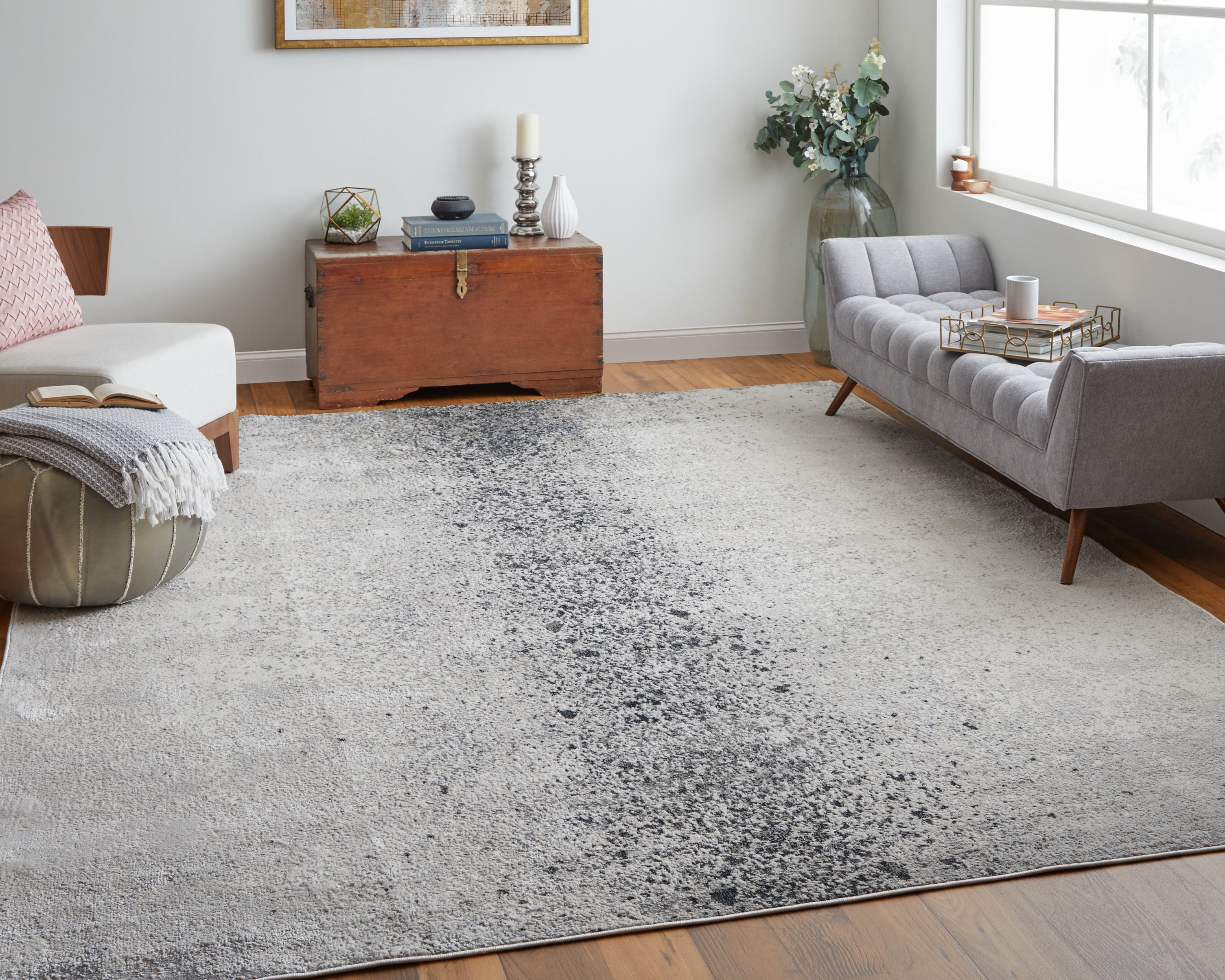 Astra Transitional Abstract - Ivory/Gray/Black Area Rug