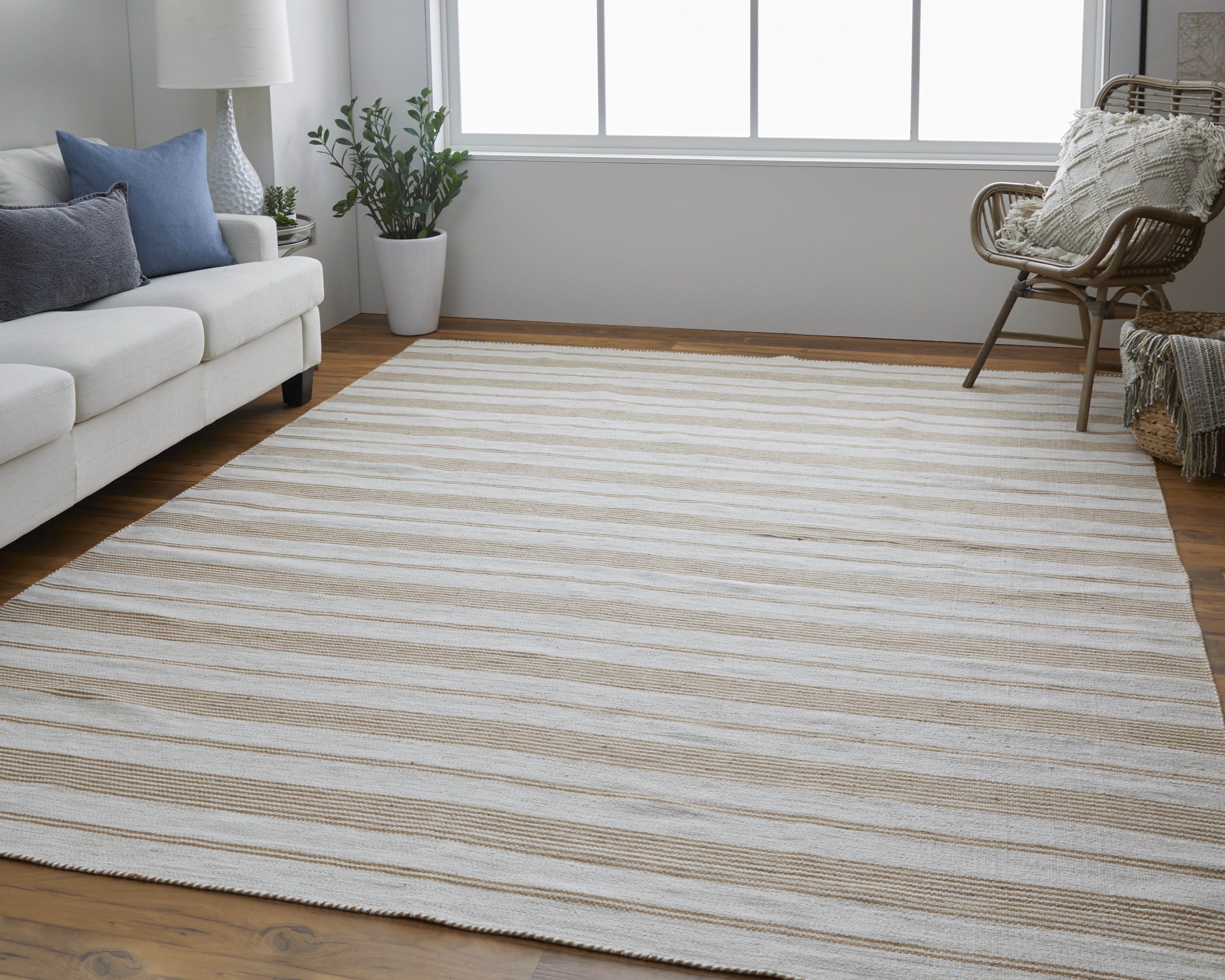 Duprine Transitional Stripes - Ivory/Taupe/Brown Area Rug