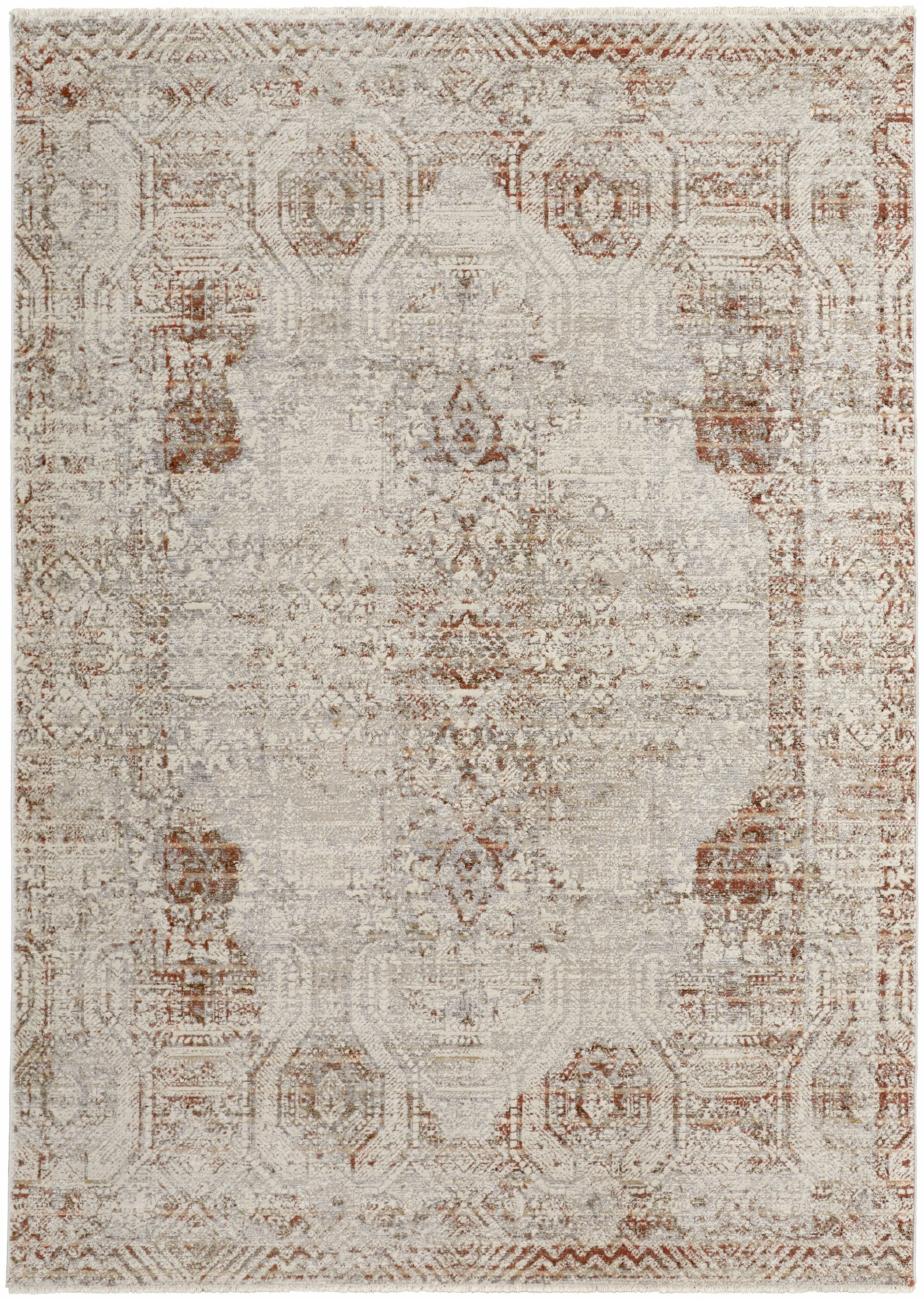 Kaia Transitional Distressed - Tan/Ivory/Orange Area Rug