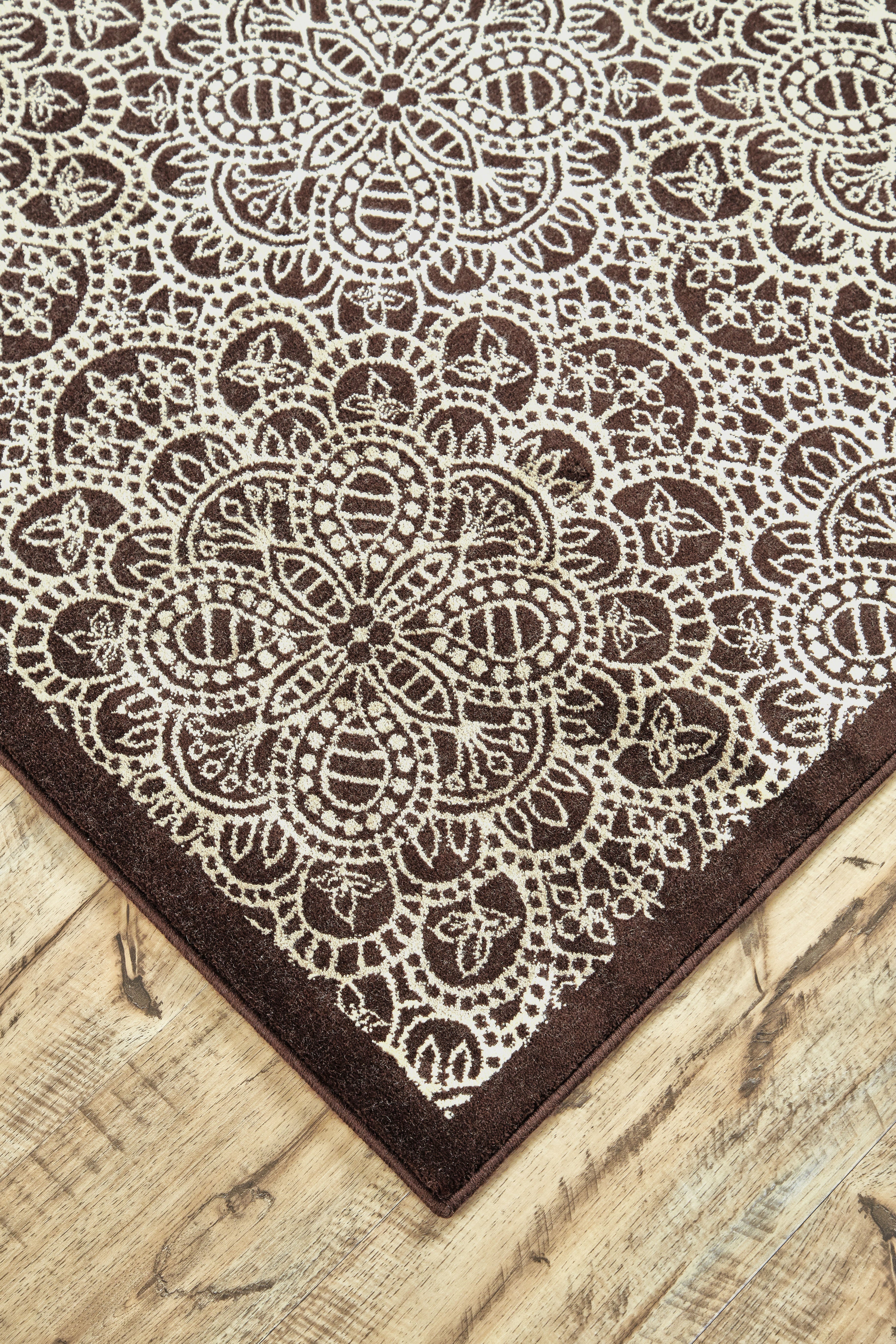 Azeri II Transitional Damask - Brown/Ivory/Tan