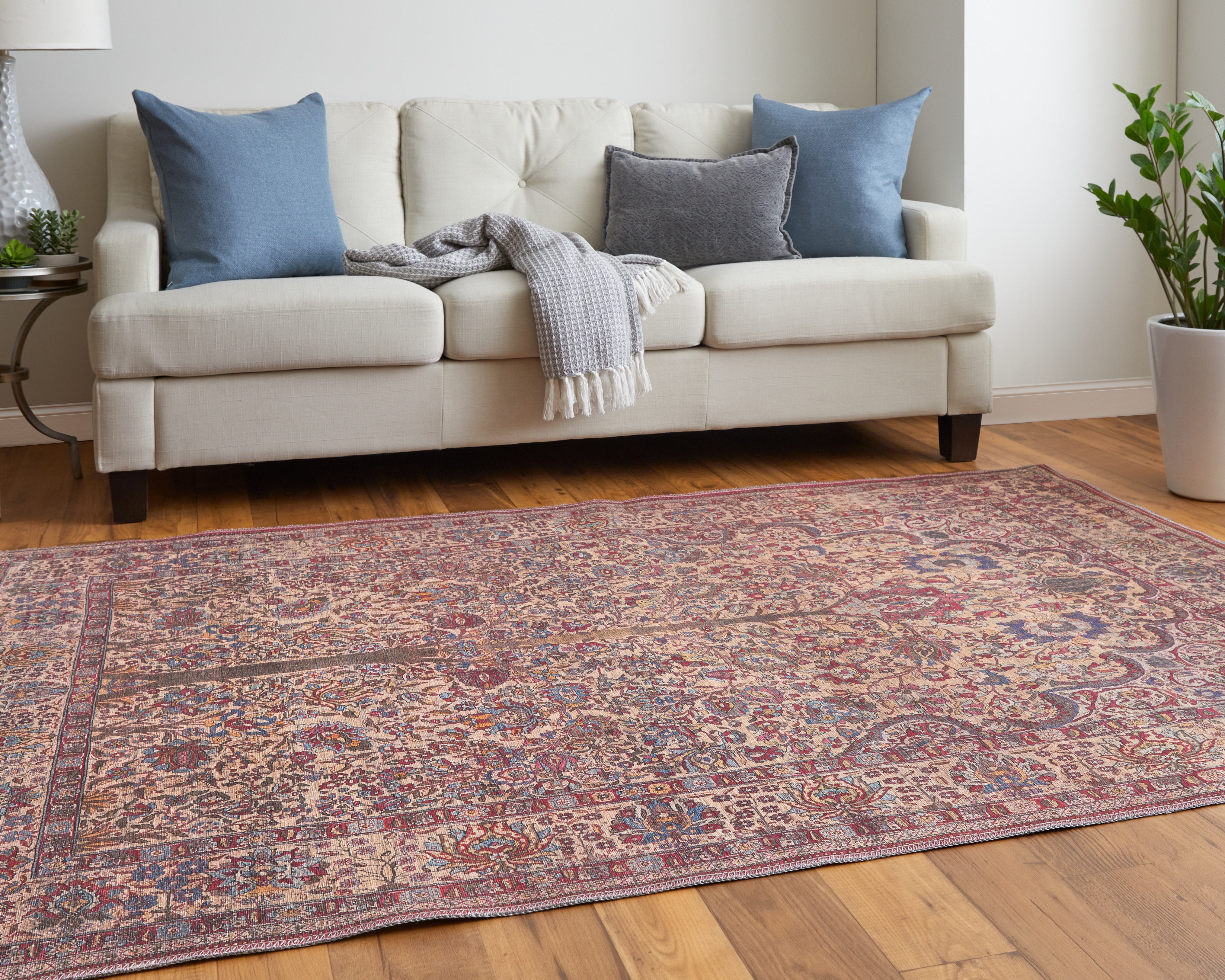 Rawlins Transitional Oriental - Red/Tan/Pink Area Rug