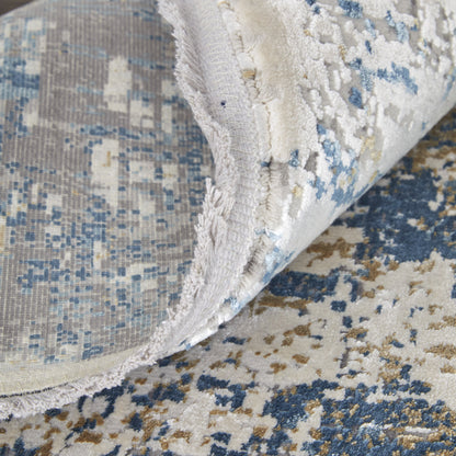 Cadiz Modern Abstract - Ivory/Tan/Blue Area Rug
