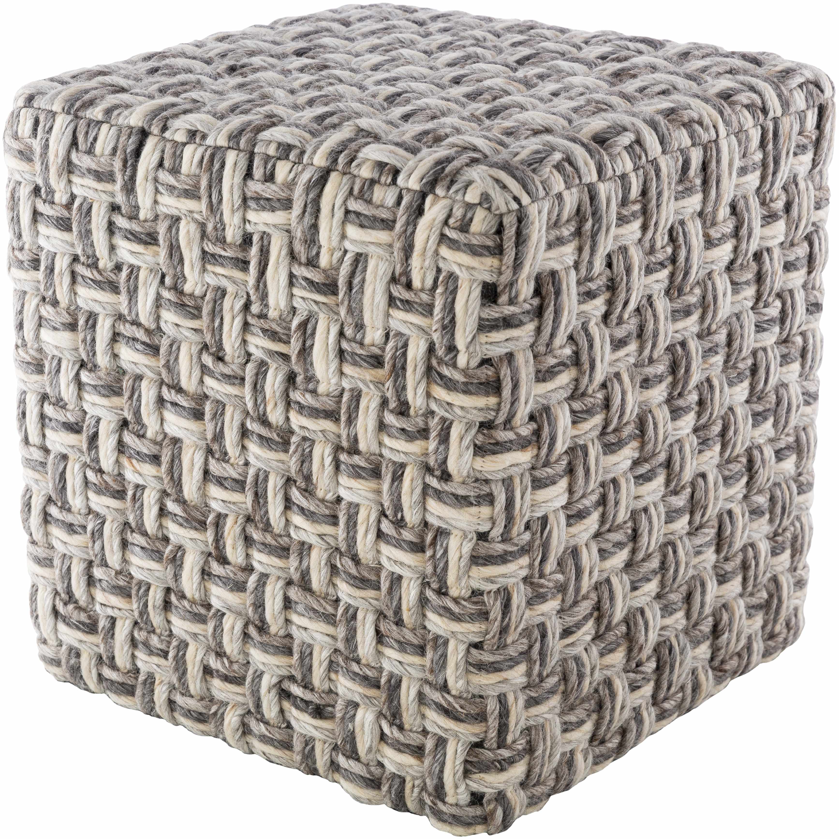 Natural Weave Cube Pouf