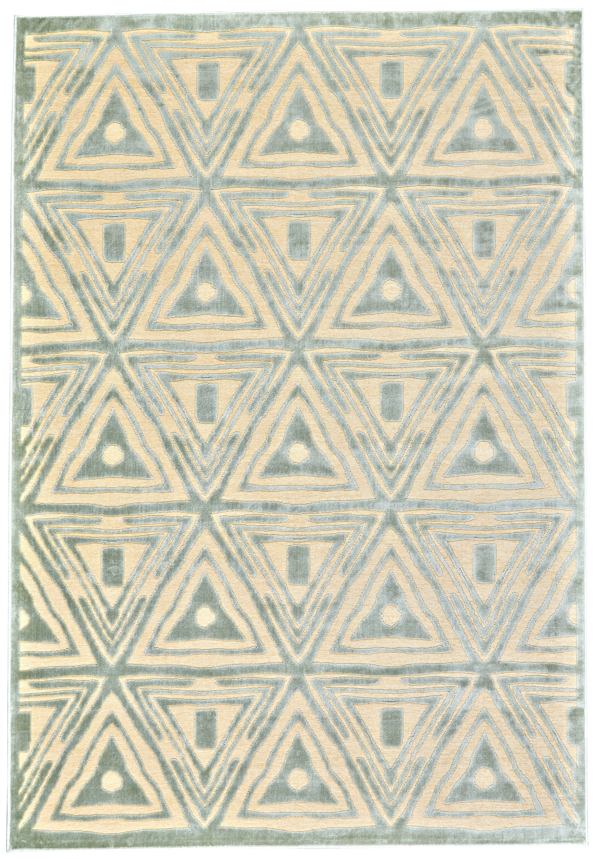Saphir Mah Modern Geometric - Tan/Blue/Gray