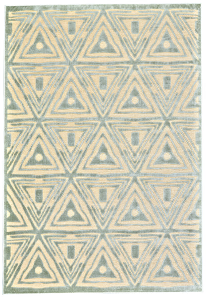 Saphir Mah Modern Geometric - Tan/Blue/Gray