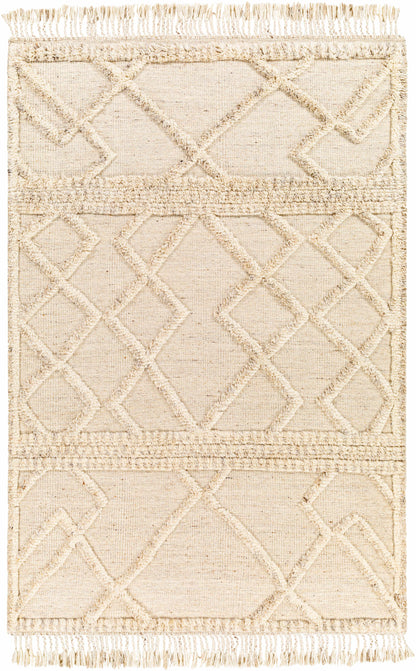 Luxury Cream Hand-Knotted Wool Area Rug