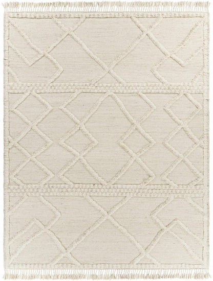 Luxury Cream Hand-Knotted Wool Area Rug