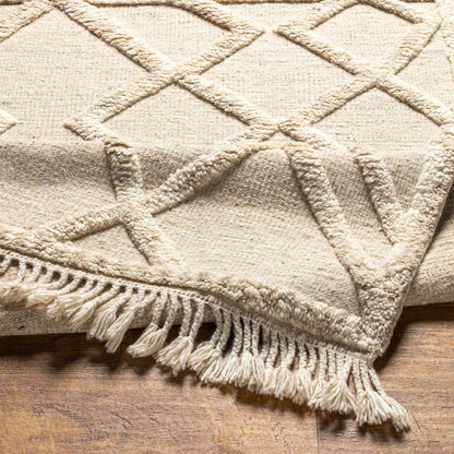Luxury Cream Hand-Knotted Wool Area Rug