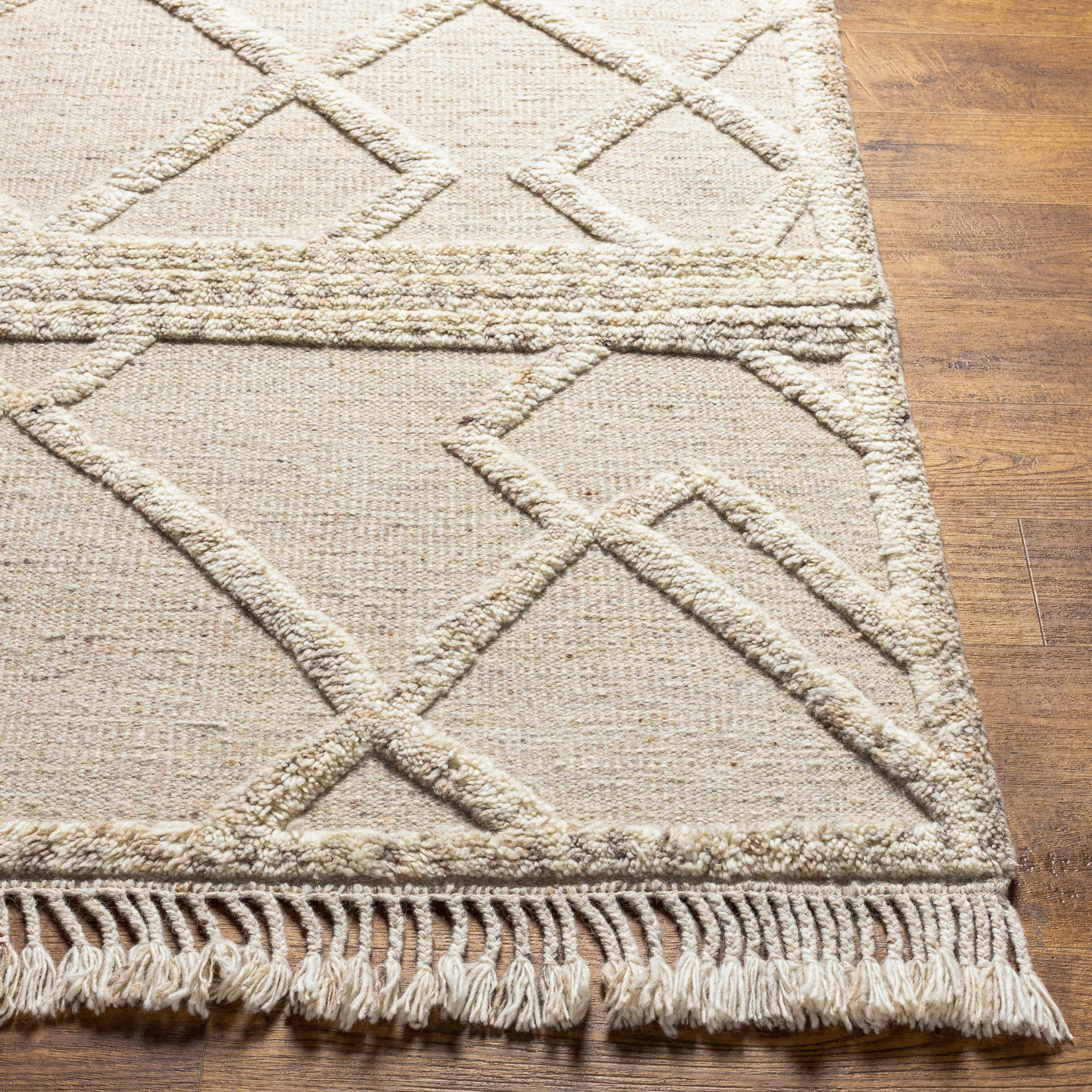 Luxury Cream Hand-Knotted Wool Area Rug