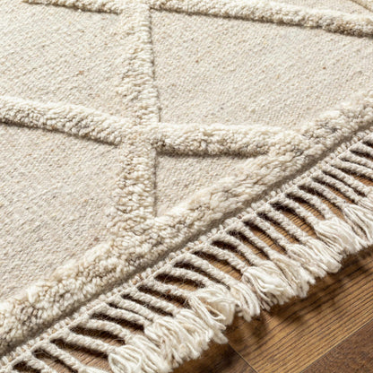 Luxury Cream Hand-Knotted Wool Area Rug