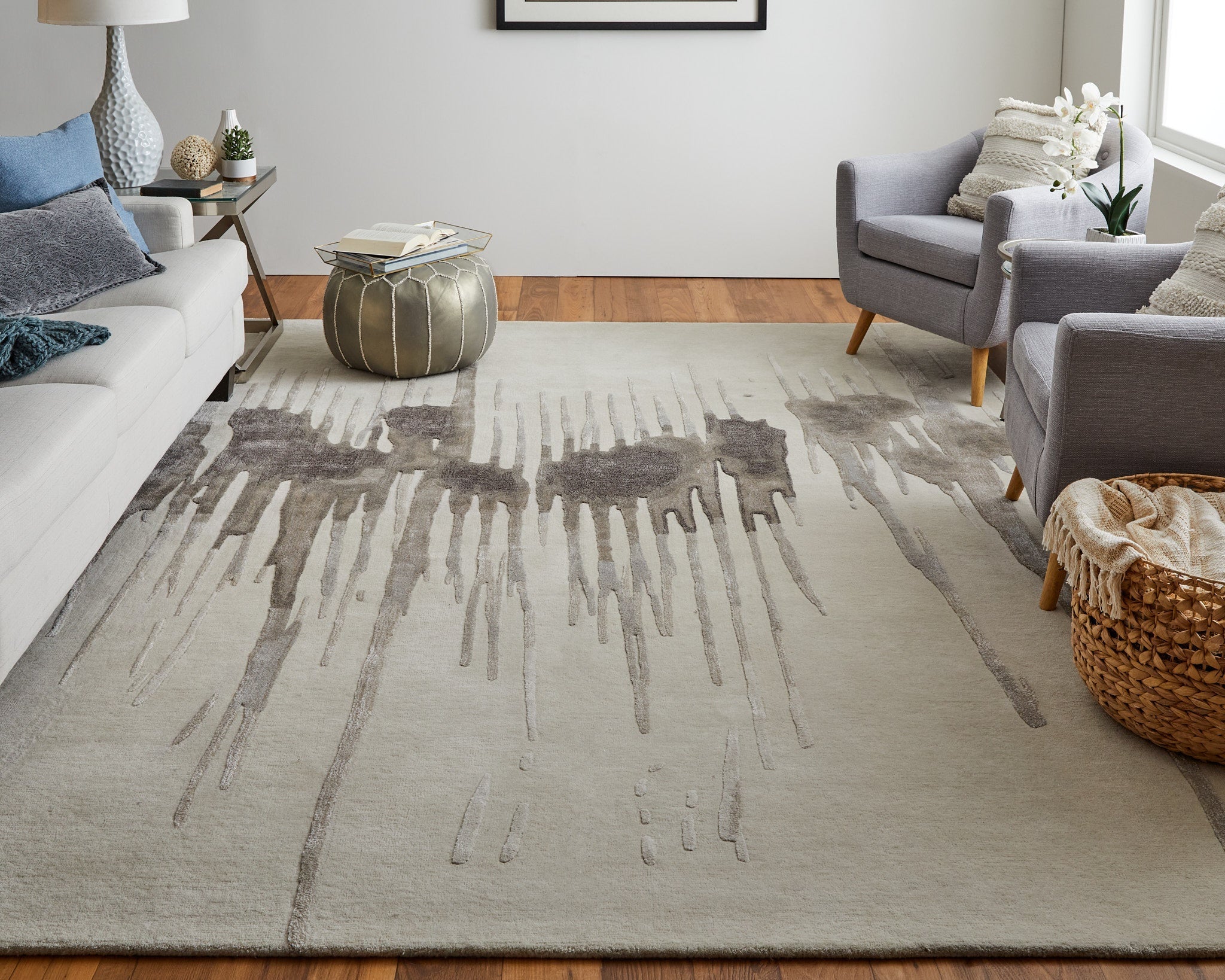 Anya Transitional Abstract - Ivory/Brown/Taupe Area Rug