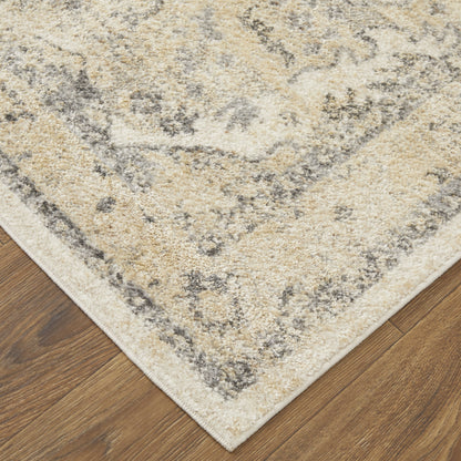 Camellia Transitional Medallion - Ivory/Gray