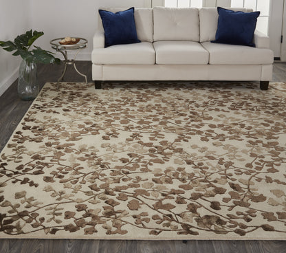 Bella Transitional Floral & Botanical - Ivory/Taupe/Brown
