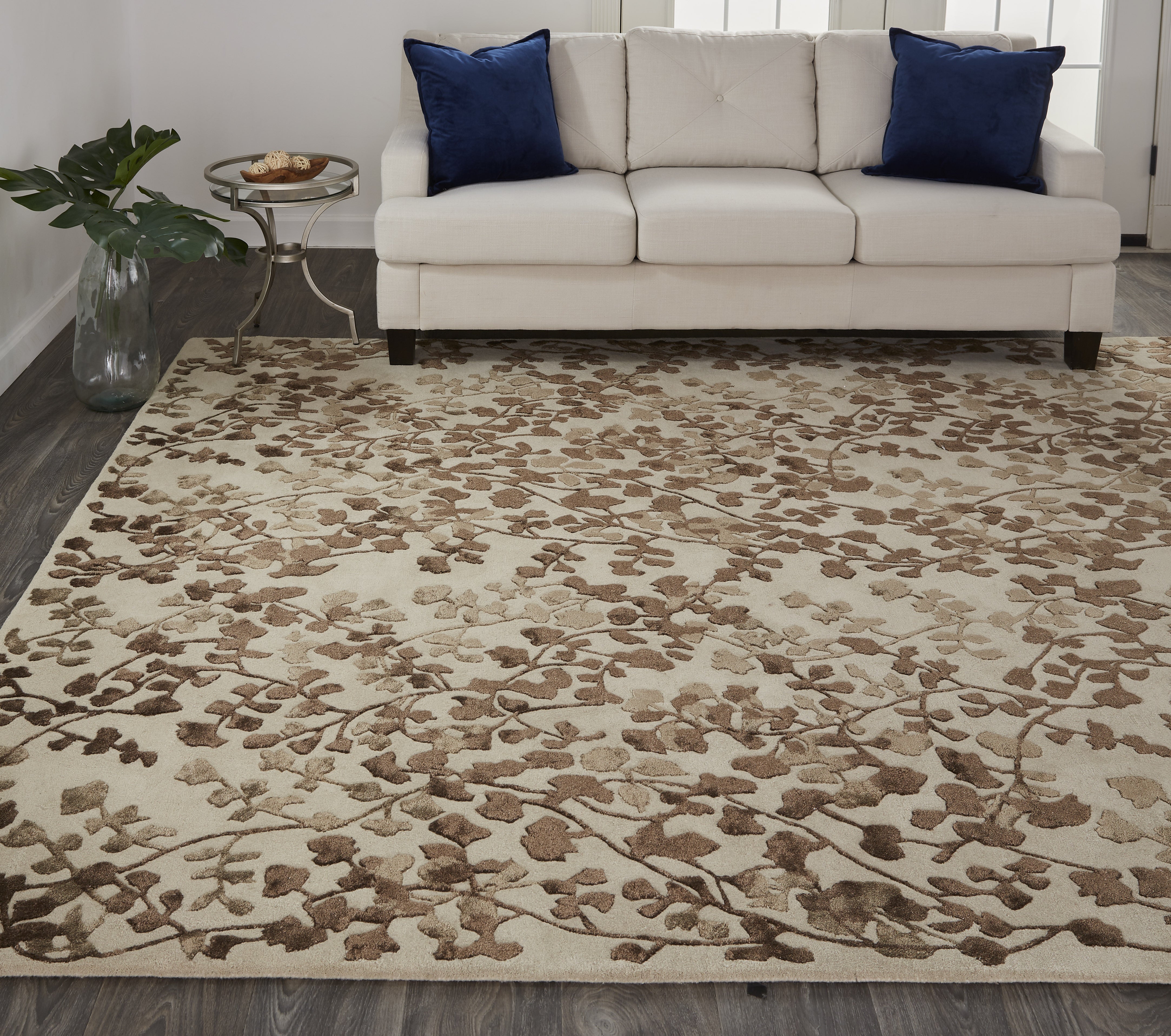 Bella Transitional Floral & Botanical - Ivory/Taupe/Brown