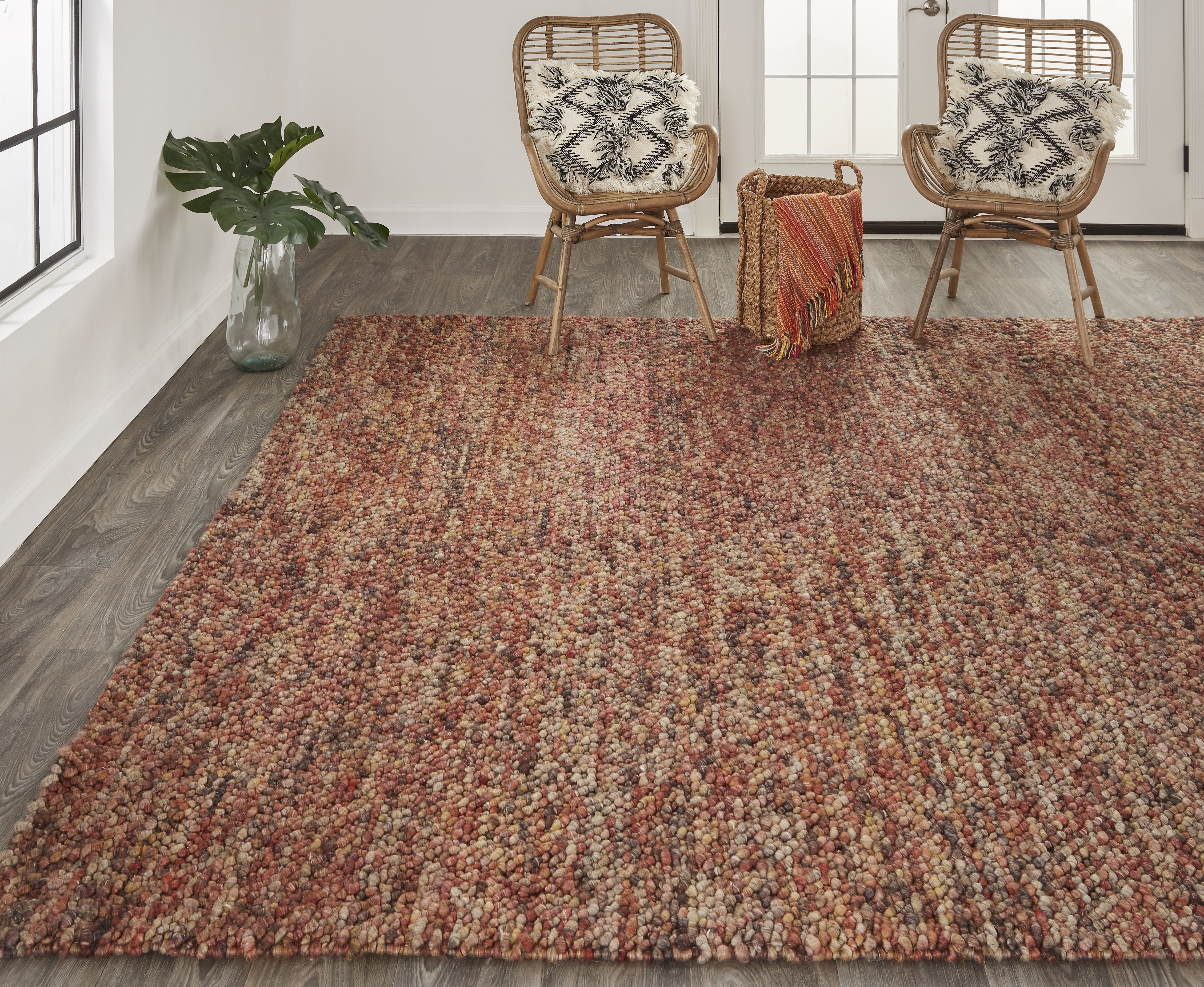 Berkeley Transitional Abstract - Brown/Orange/Red Area Rug