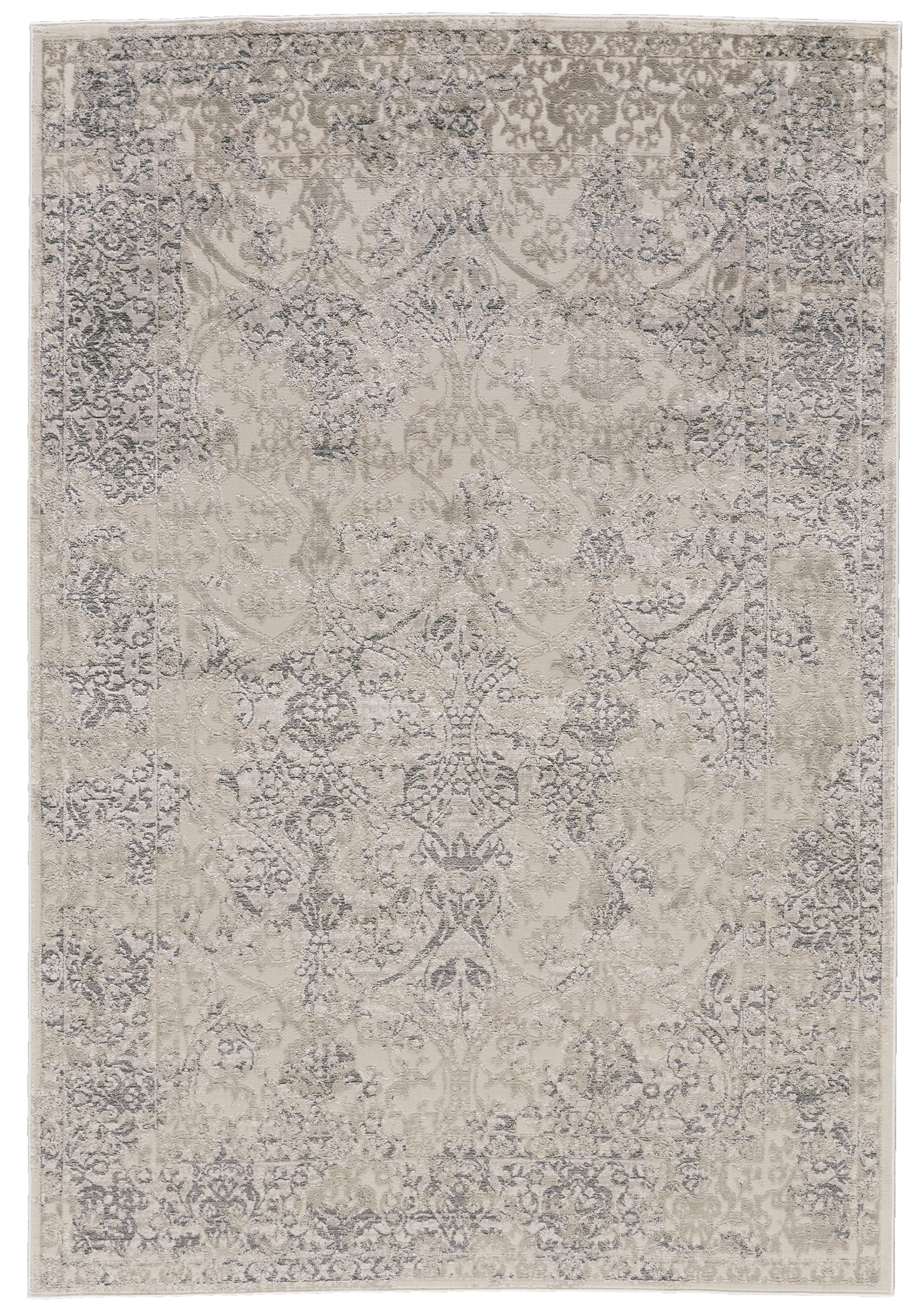 Prasad Modern Distressed - Ivory/Gray/Black Area Rug