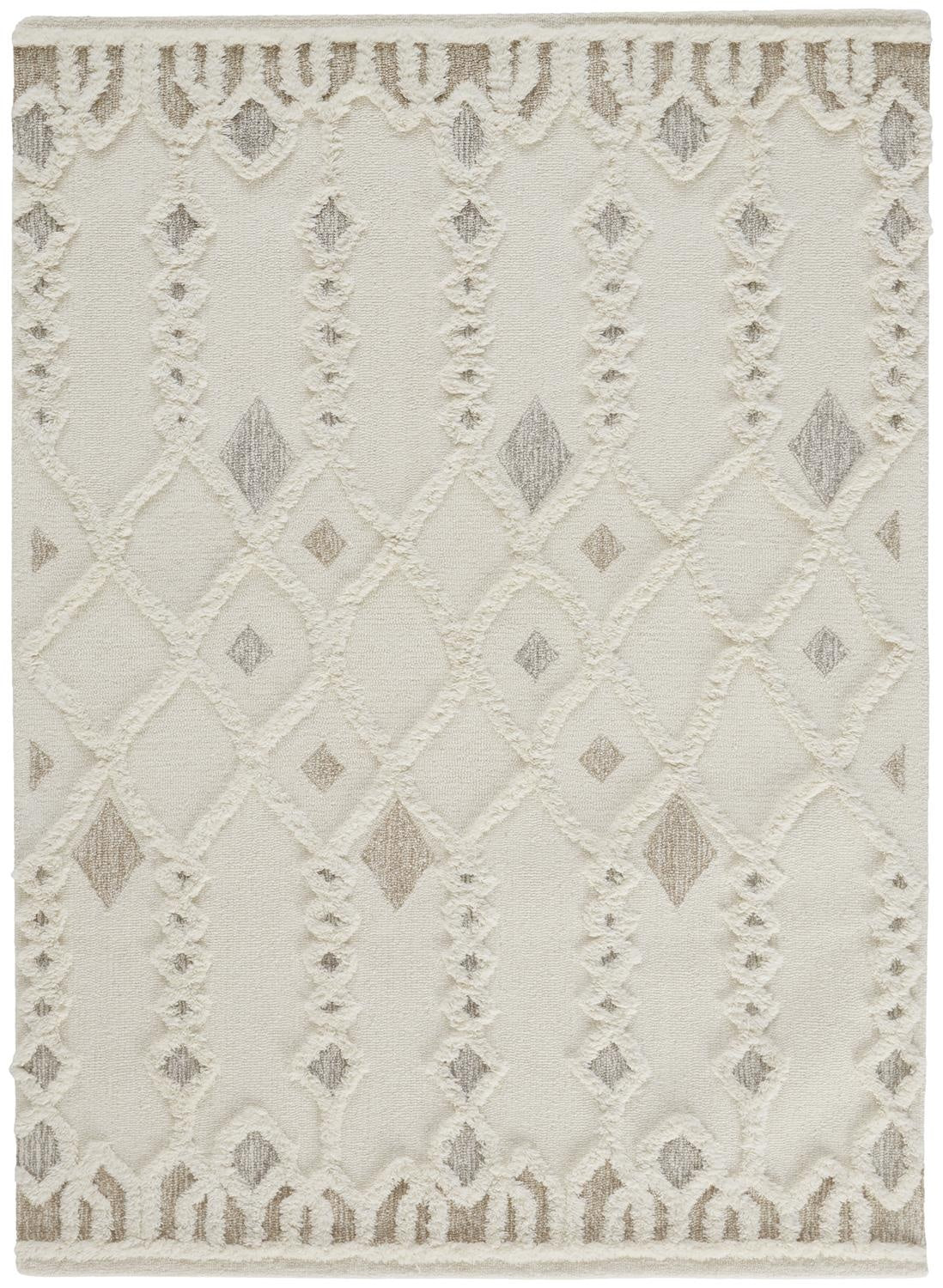 Anica Transitional Trellis & Lattice - Ivory/Tan/Silver Area Rug