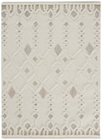 Anica Transitional Trellis & Lattice - Ivory/Tan/Silver Area Rug