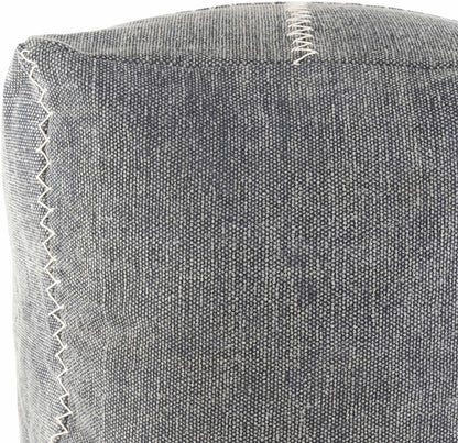 Hand Embroidered Cube Pouf - Gray, Cream