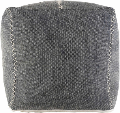 Hand Embroidered Cube Pouf - Gray, Cream