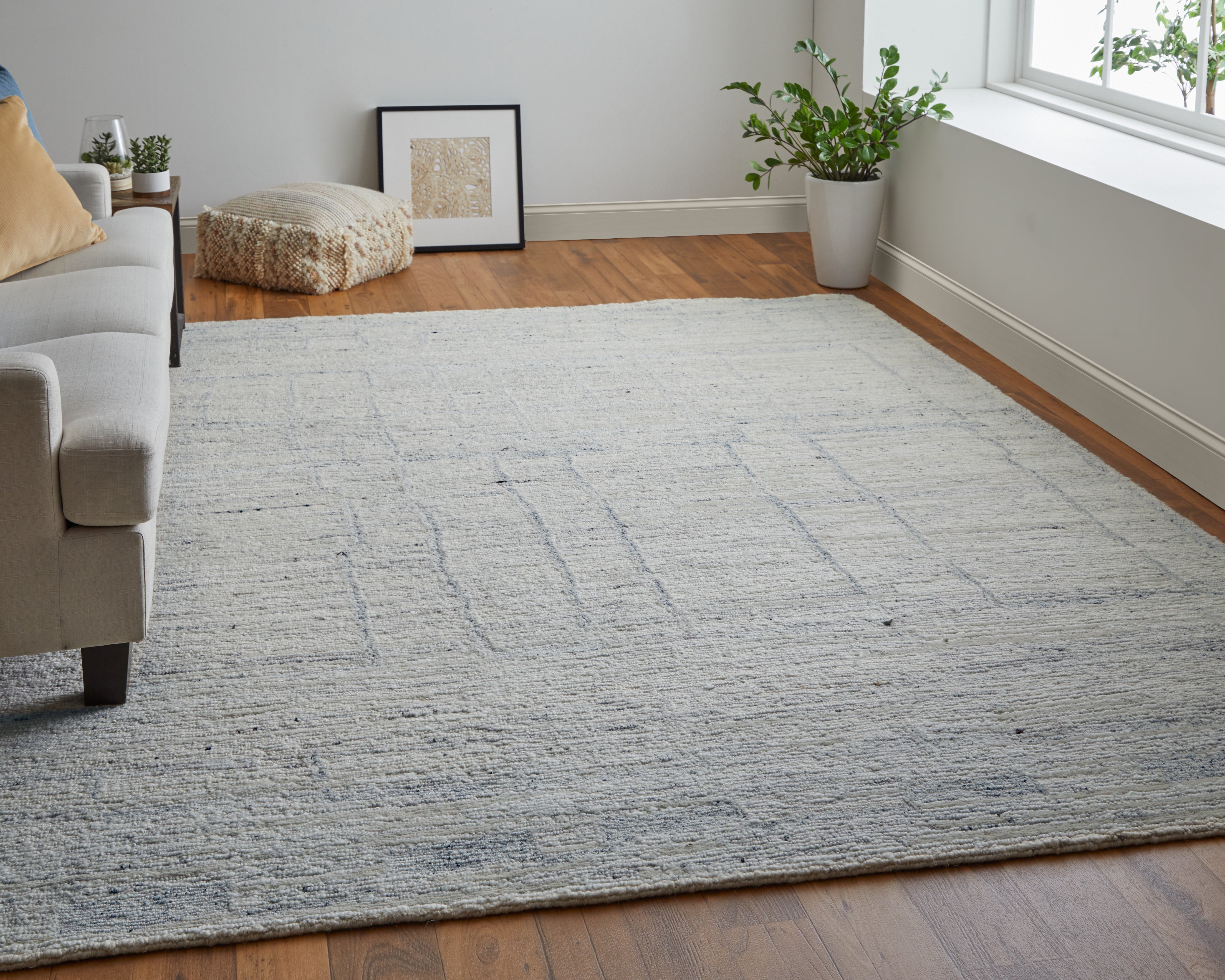 Navaro Modern Distressed - Ivory/Gray/Blue Area Rug