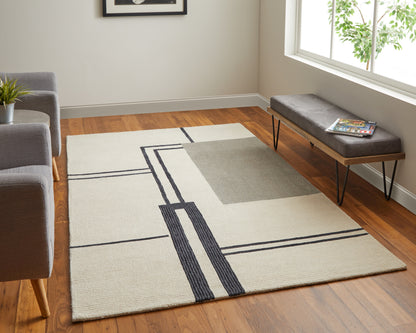 Maguire Transitional Abstract - Ivory/Gray/Black Area Rug