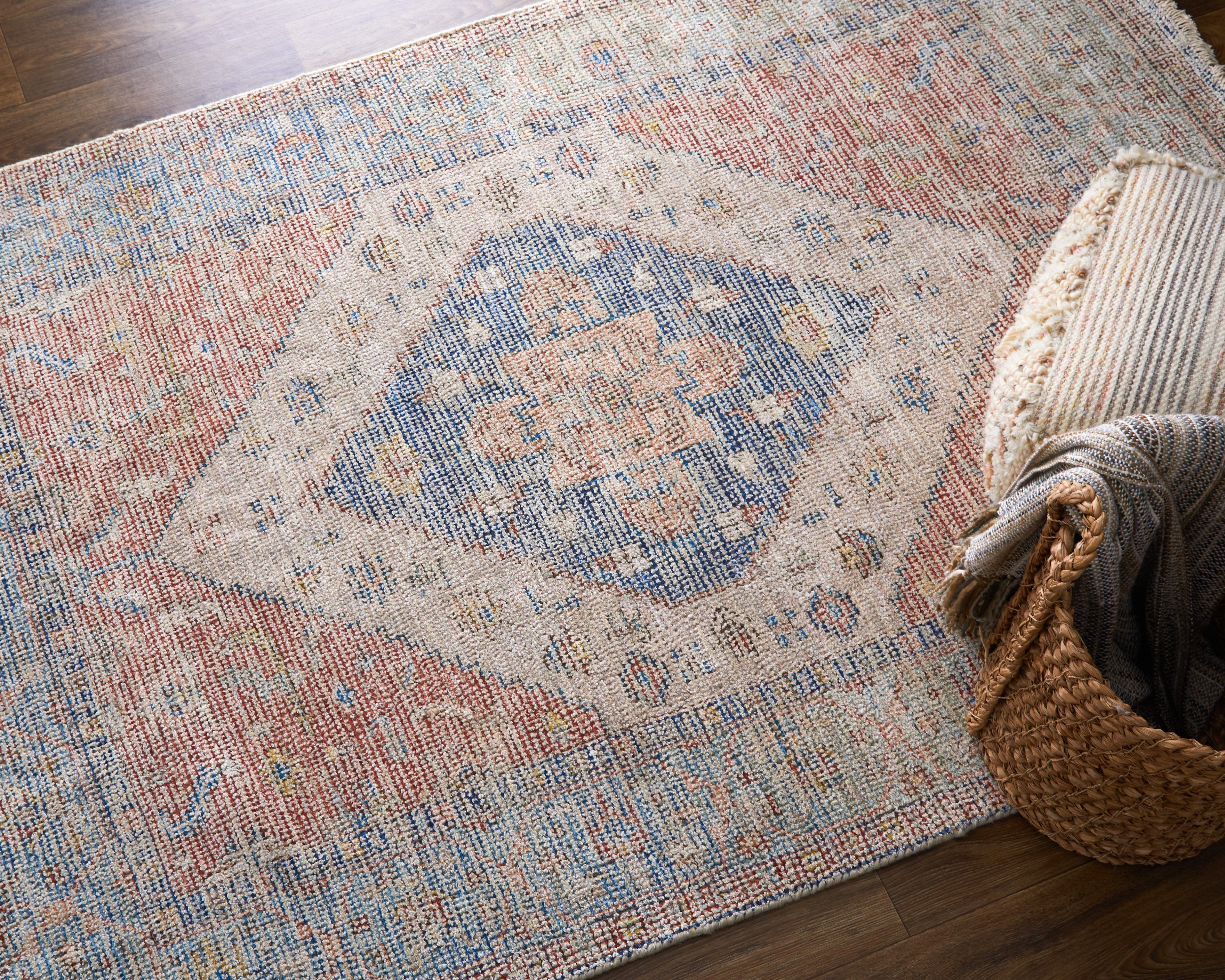 Caldwell Transitional Distressed - Ivory/Blue/Red Area Rug