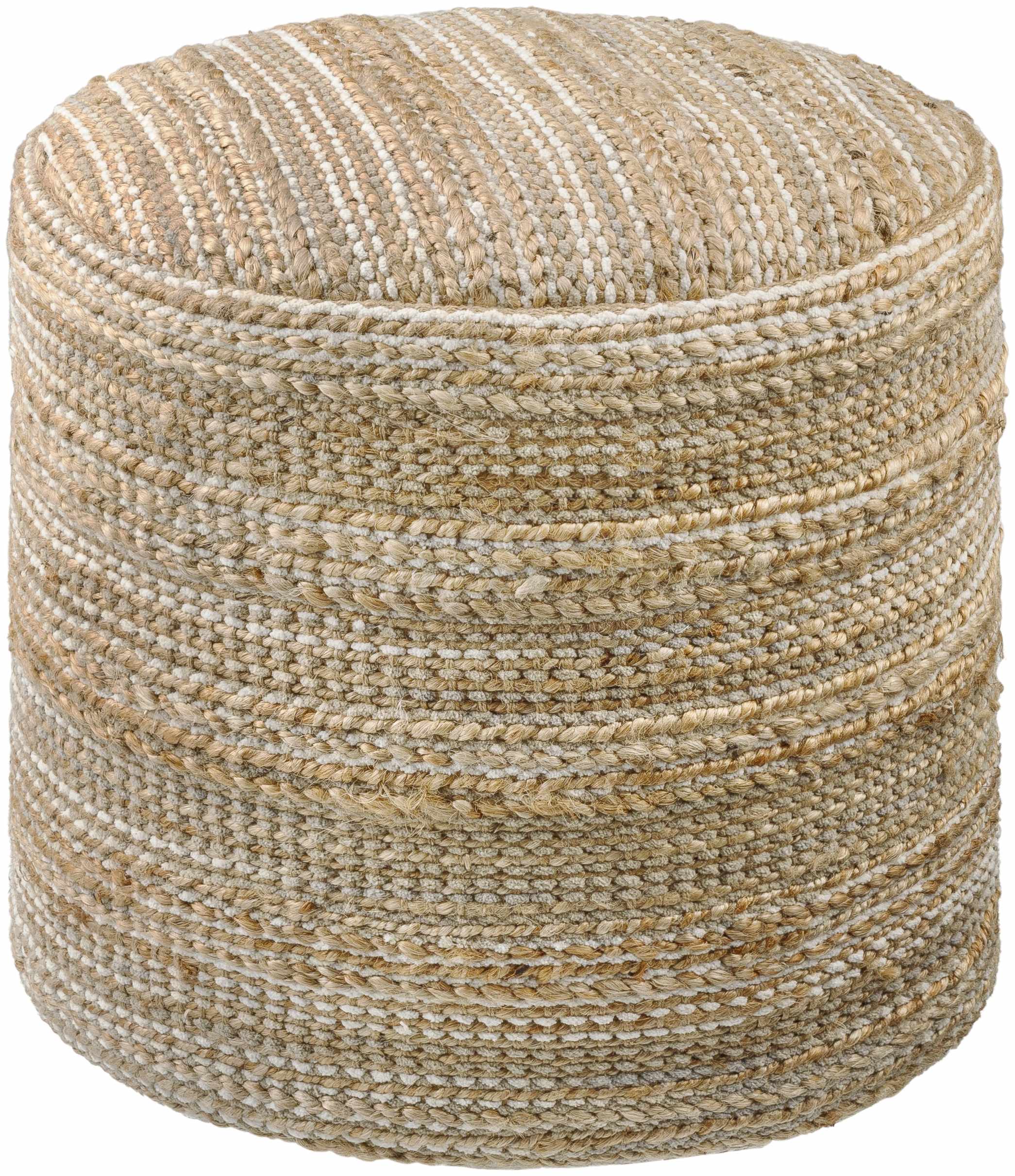Lela Striped Woven Pouf