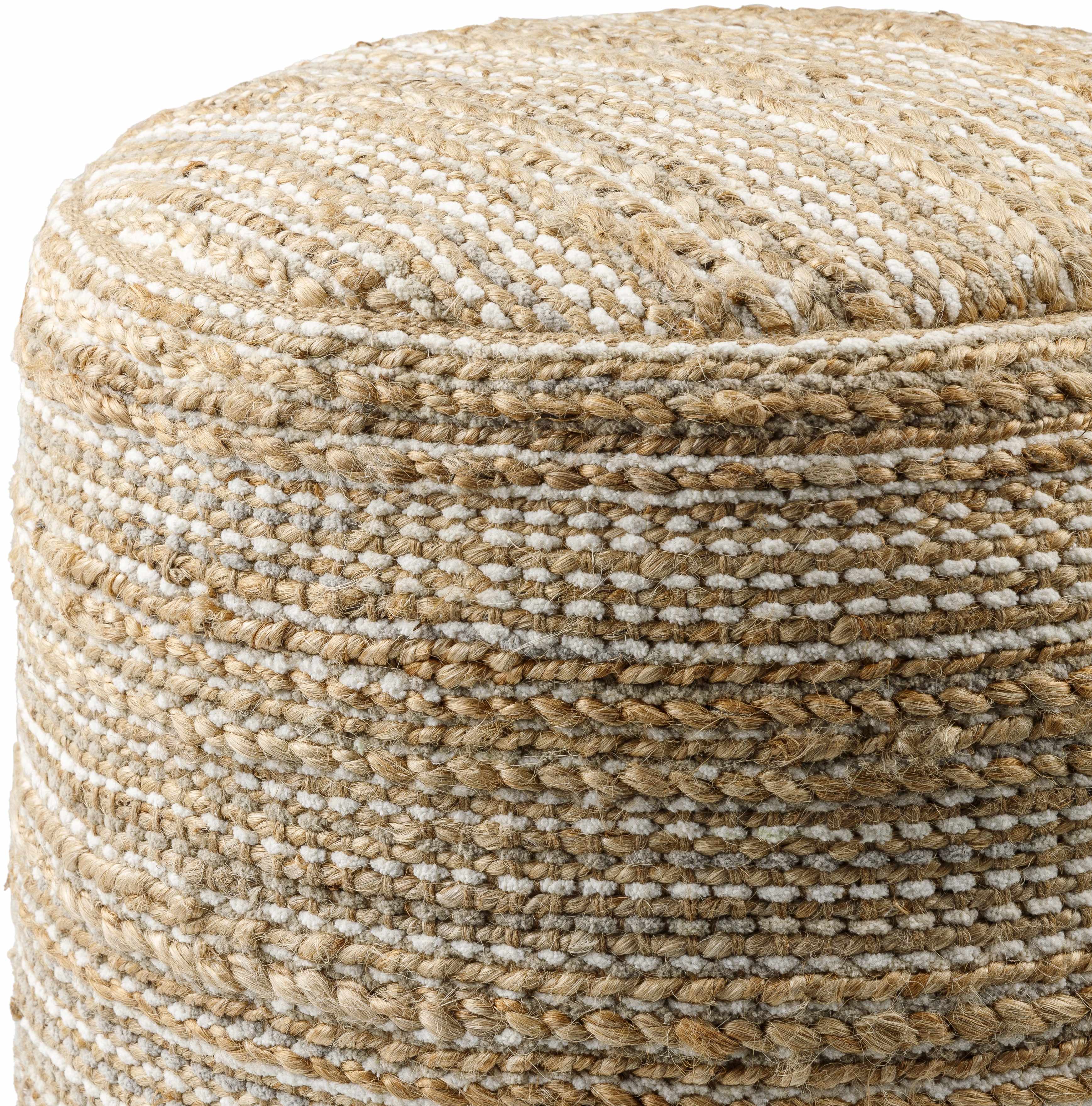 Lela Striped Woven Pouf
