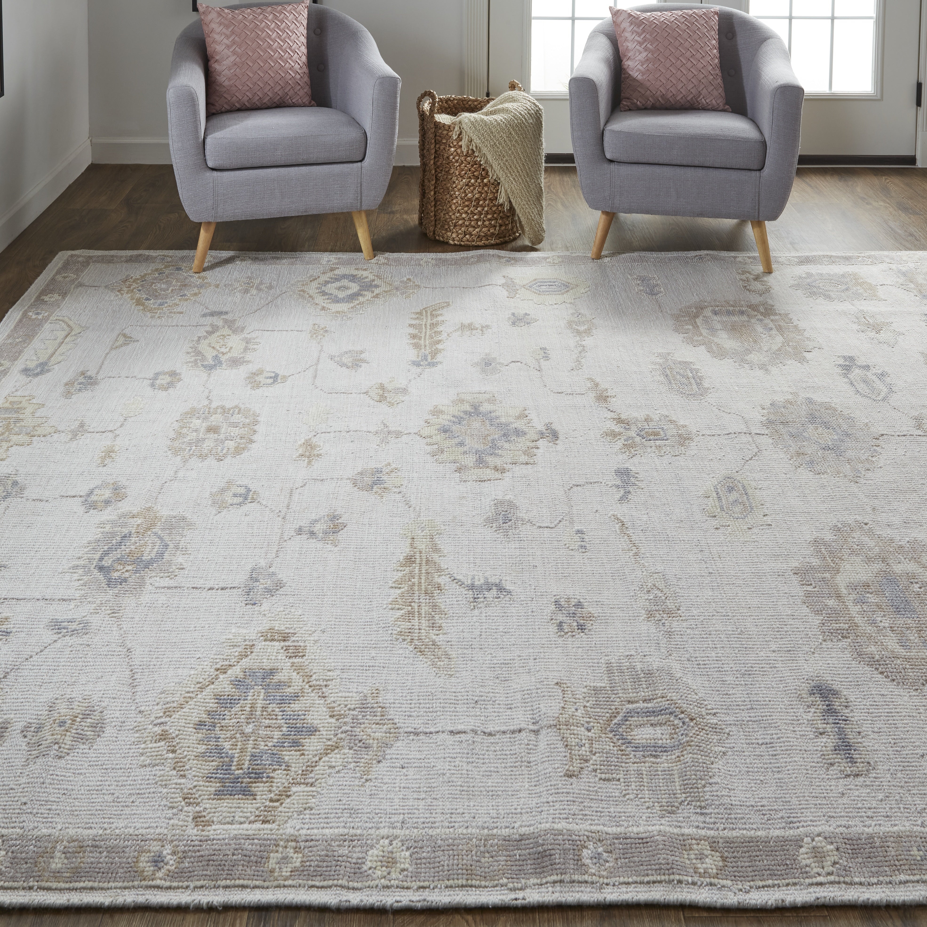 Wendover Transitional Oriental - Ivory/Orange Area Rug