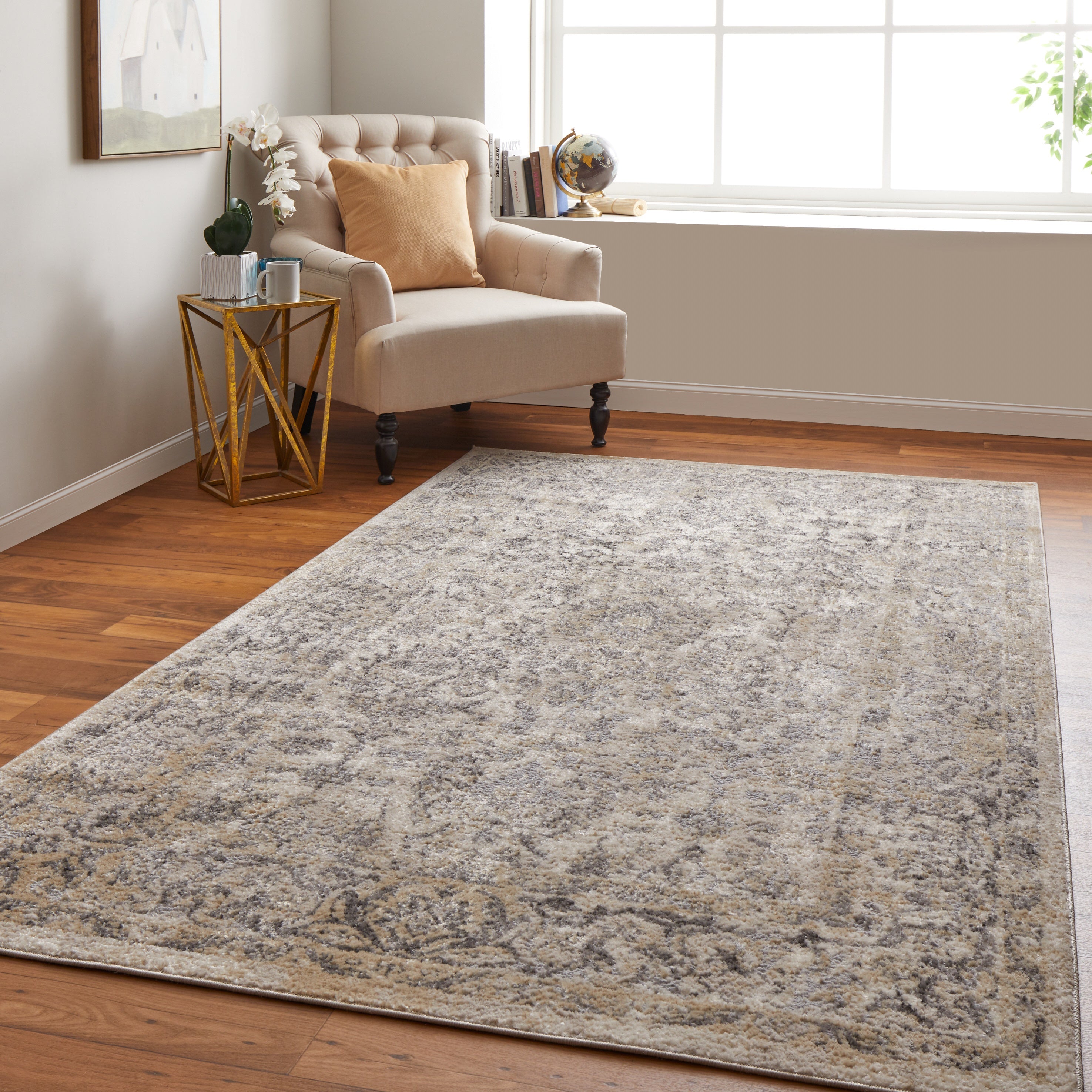 Camellia Transitional Floral & Botanical - Gray/Ivory