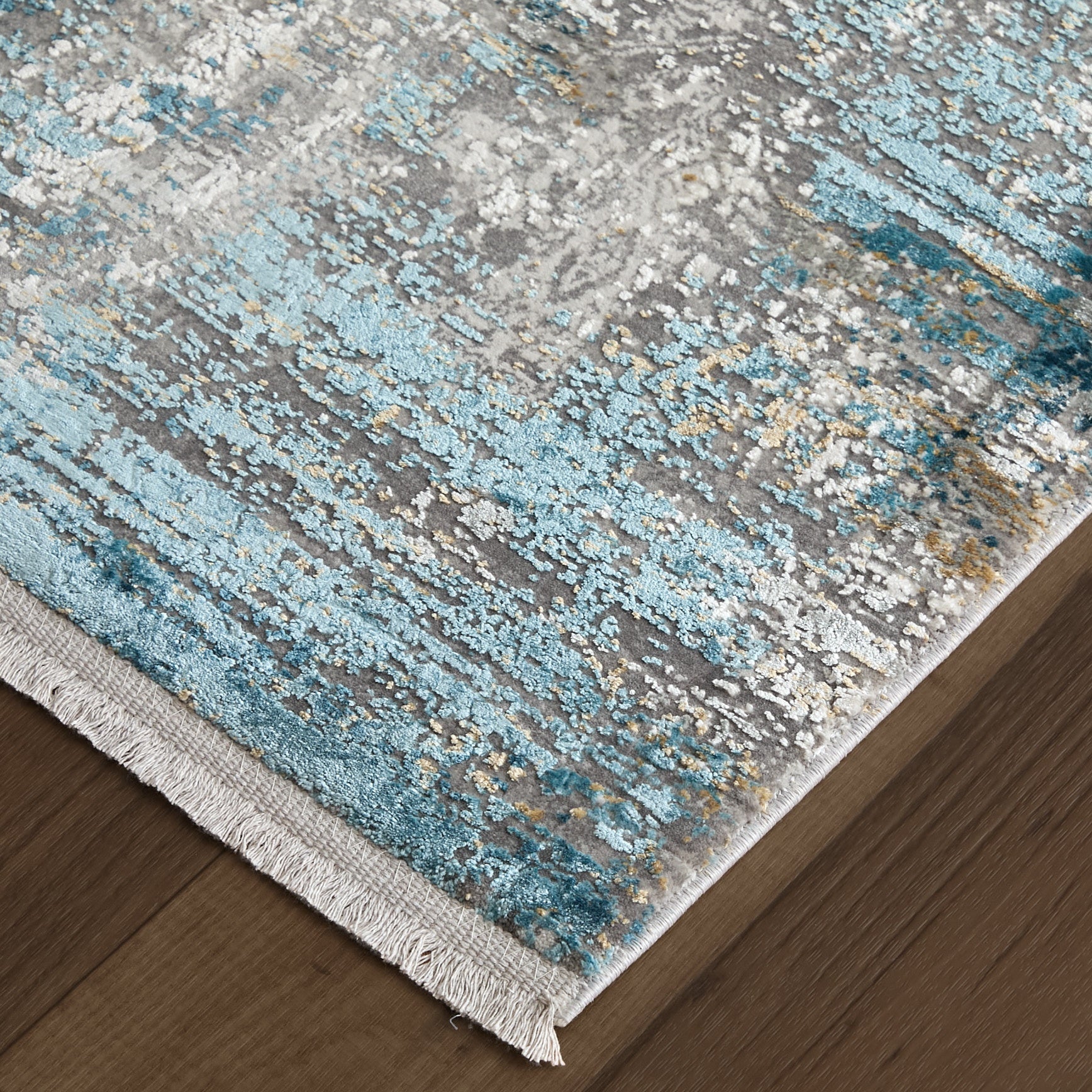 Cadiz Modern Abstract - Ivory/Blue/Gold Area Rug