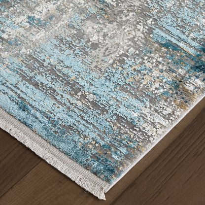 Cadiz Modern Abstract - Ivory/Blue/Gold Area Rug