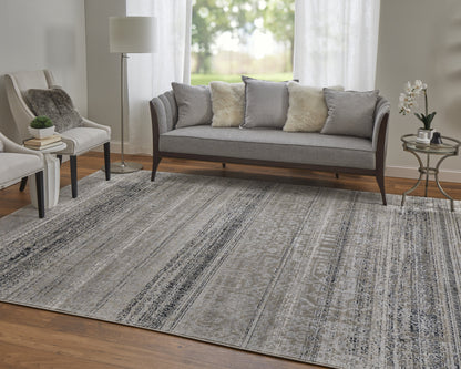 Macklaine Transitional Distressed - Taupe/Black/Ivory