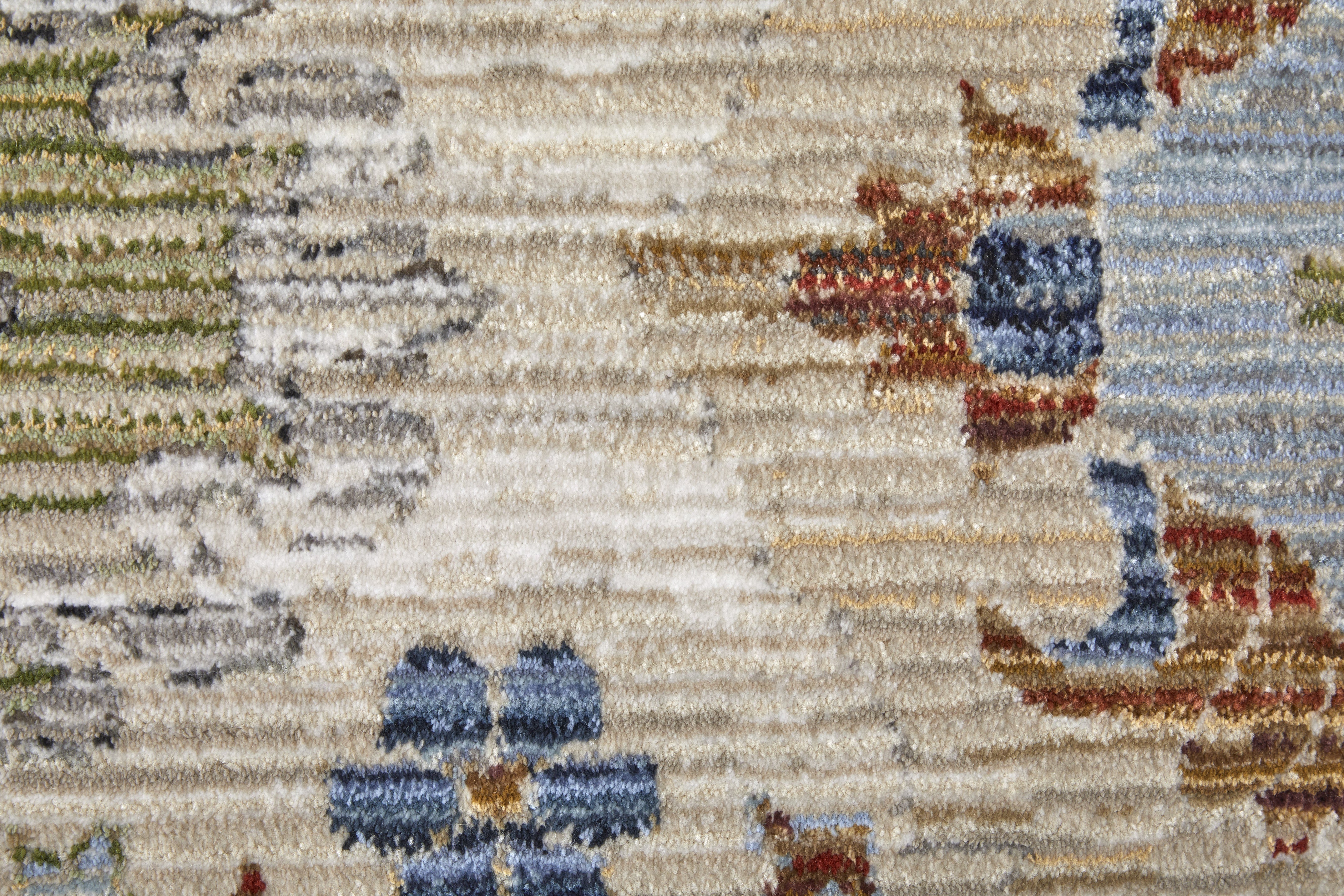 Melrose Traditional Floral & Botanical - Tan/Blue/Red Area Rug