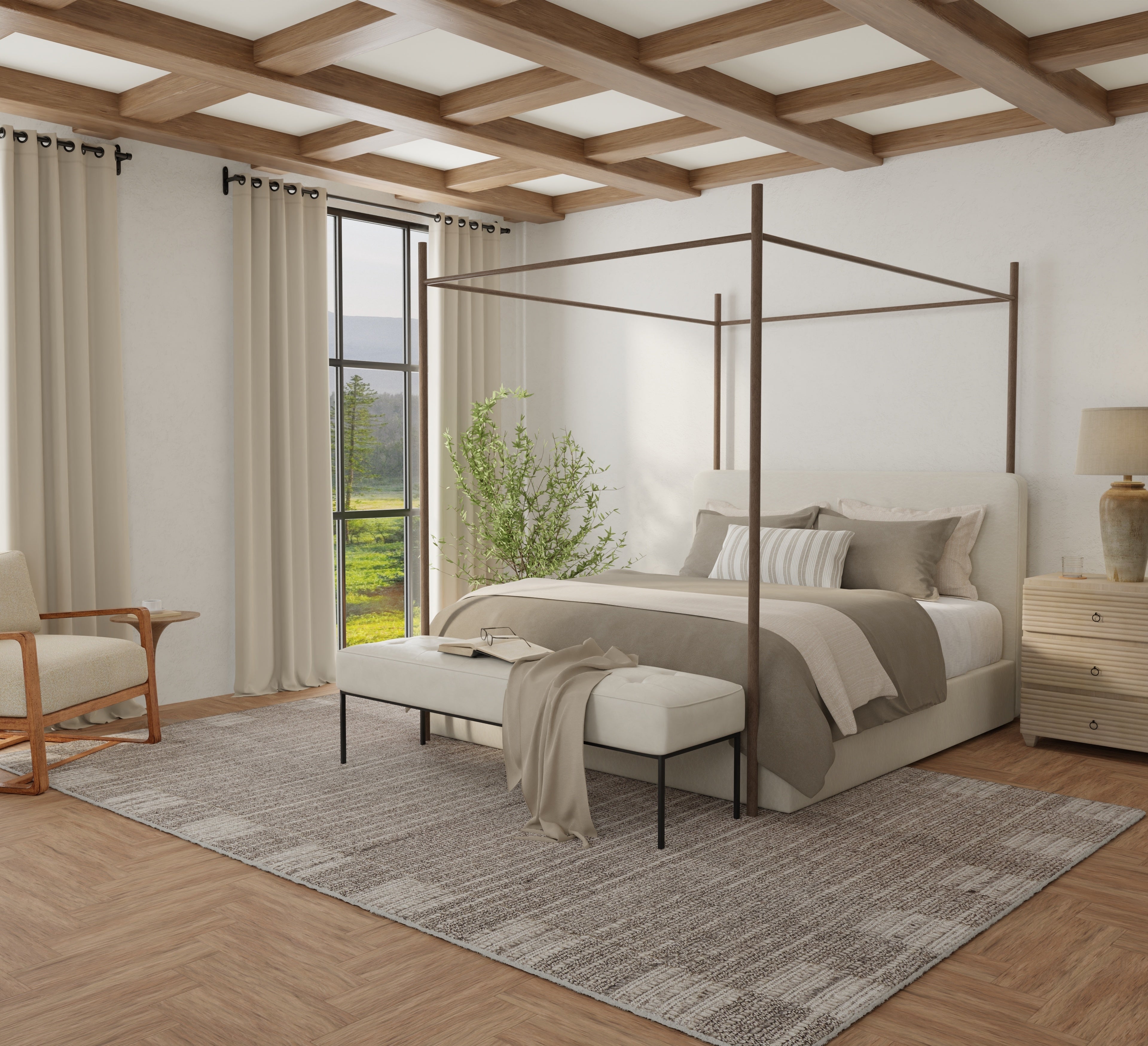 Herrick Modern Solid - Taupe/Ivory/Brown Area Rug