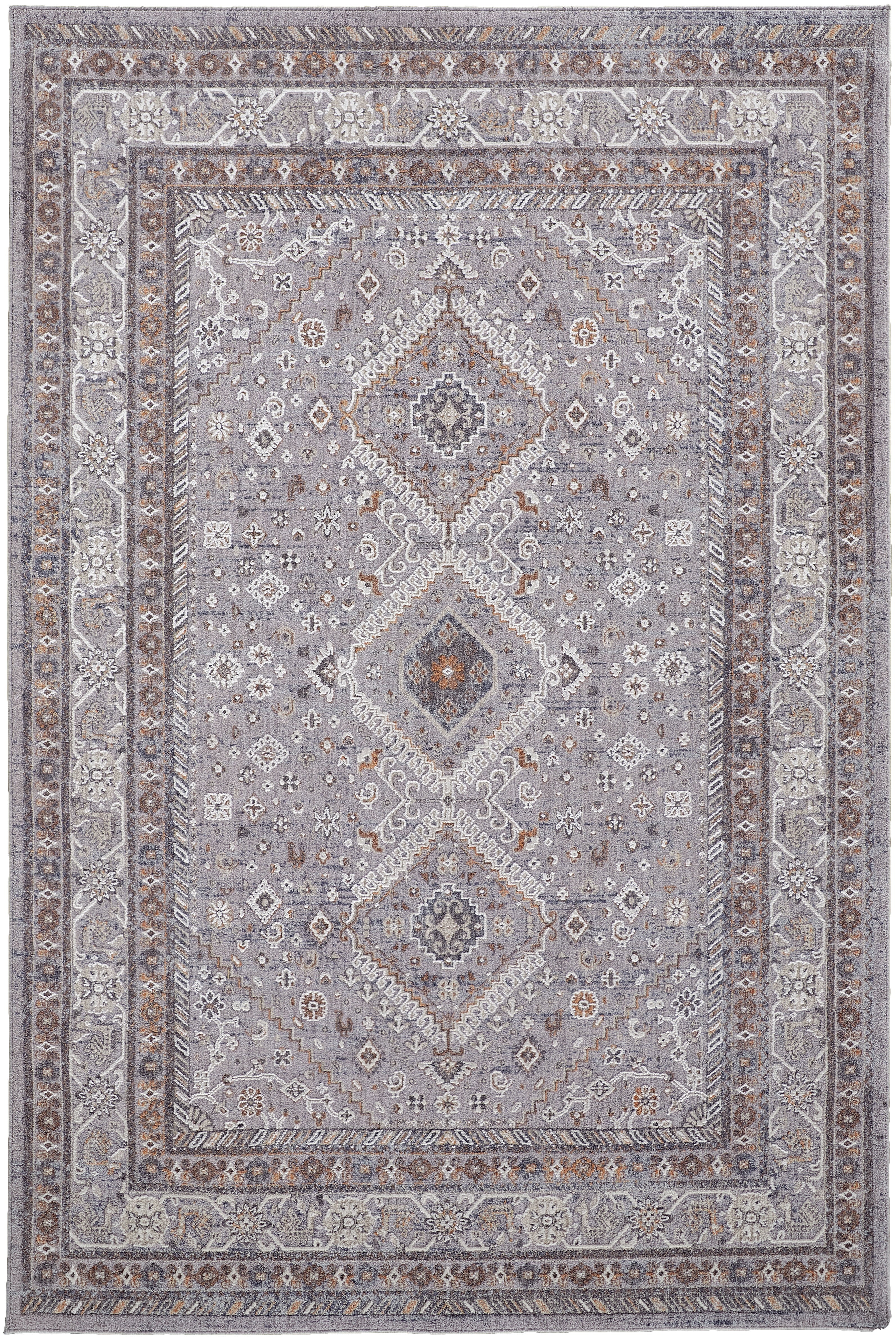 Francisco Transitional Medallion - Gray/Orange/Ivory Area Rug