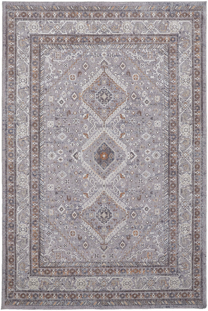 Francisco Transitional Medallion - Gray/Orange/Ivory Area Rug