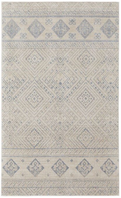 Camellia Transitional Geometric - Ivory/Blue