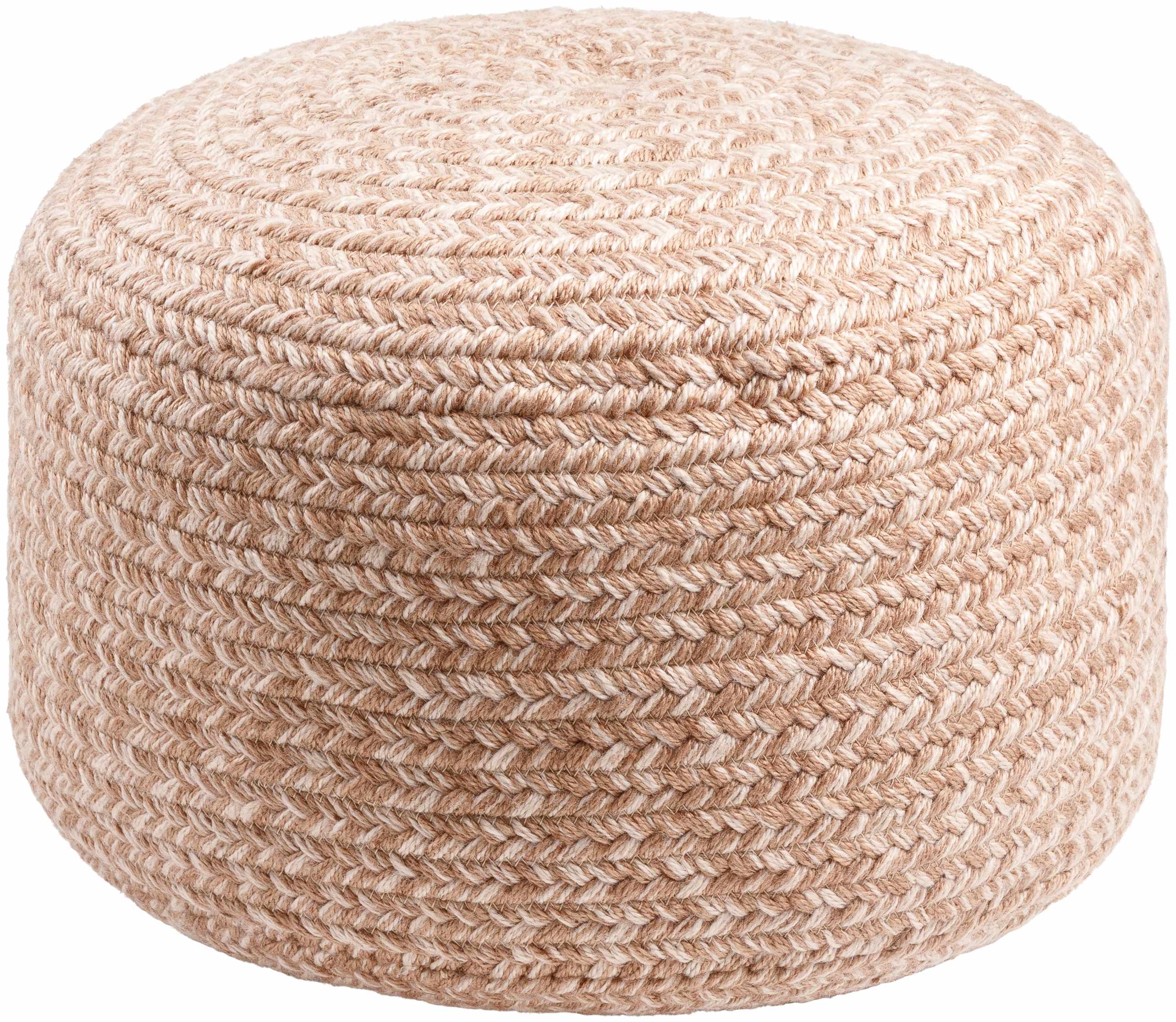 Phebe Braided Indoor / Outdoor Pouf - Dusty Pink, Blush