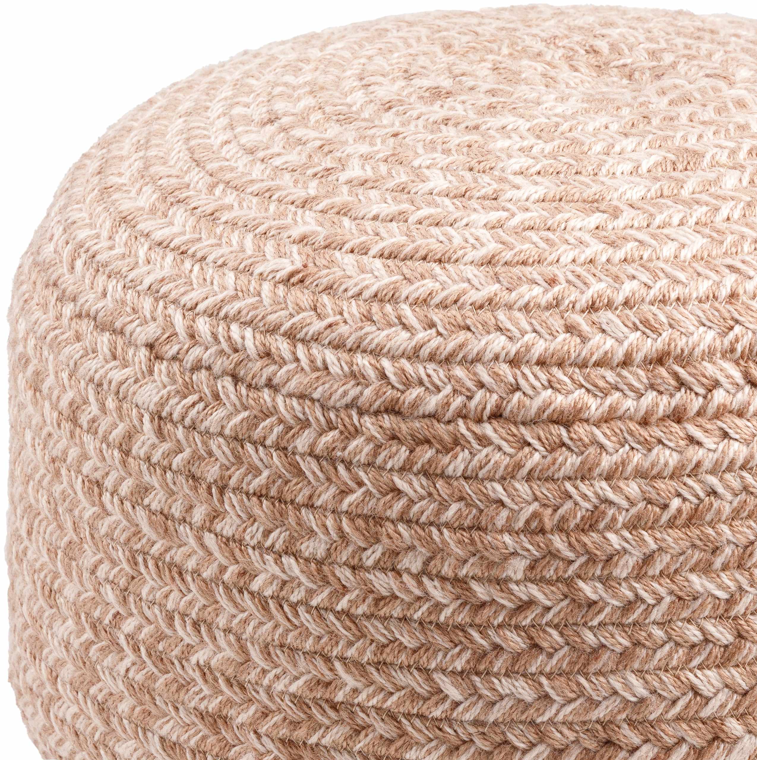 Phebe Braided Indoor / Outdoor Pouf - Dusty Pink, Blush