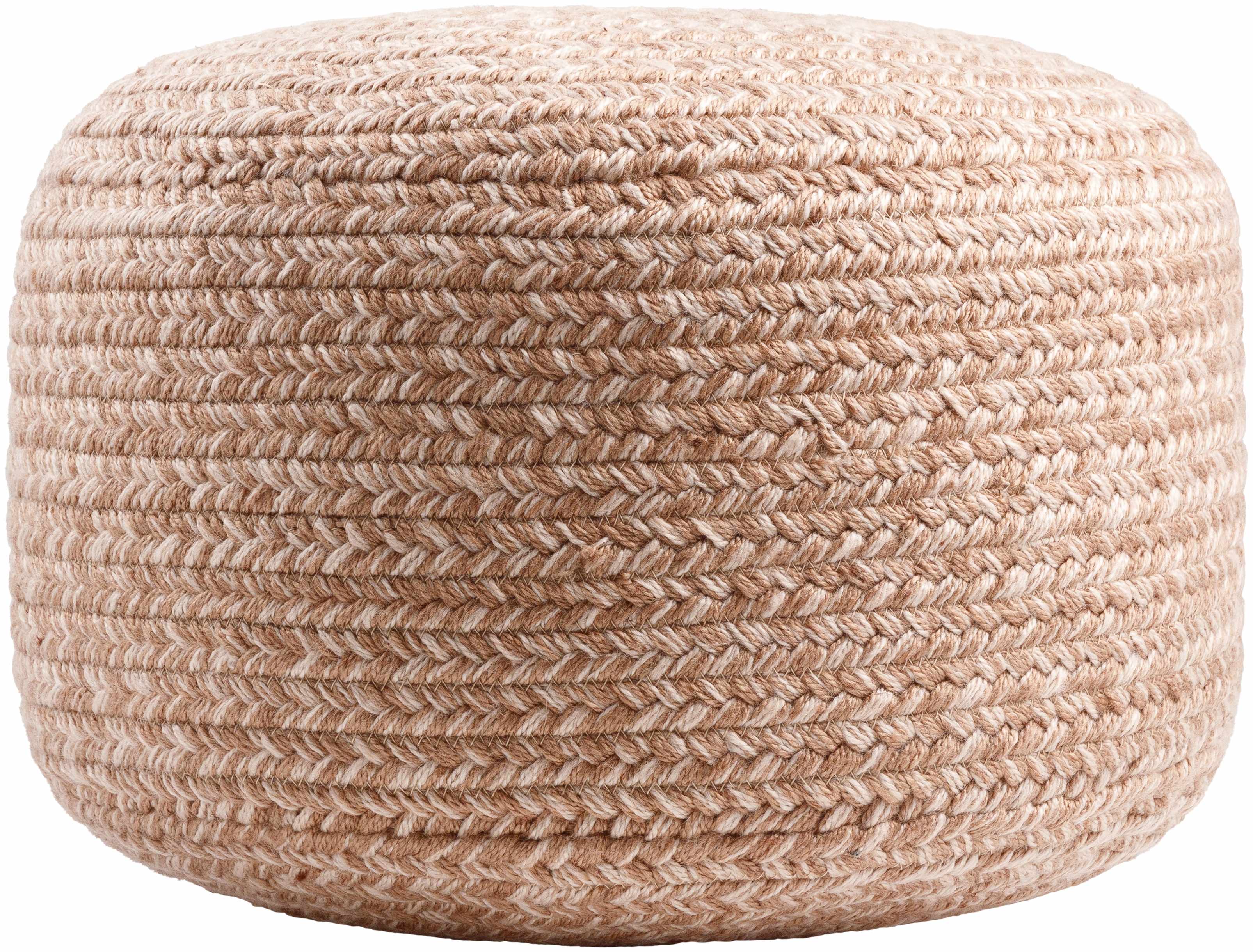 Phebe Braided Indoor / Outdoor Pouf - Dusty Pink, Blush