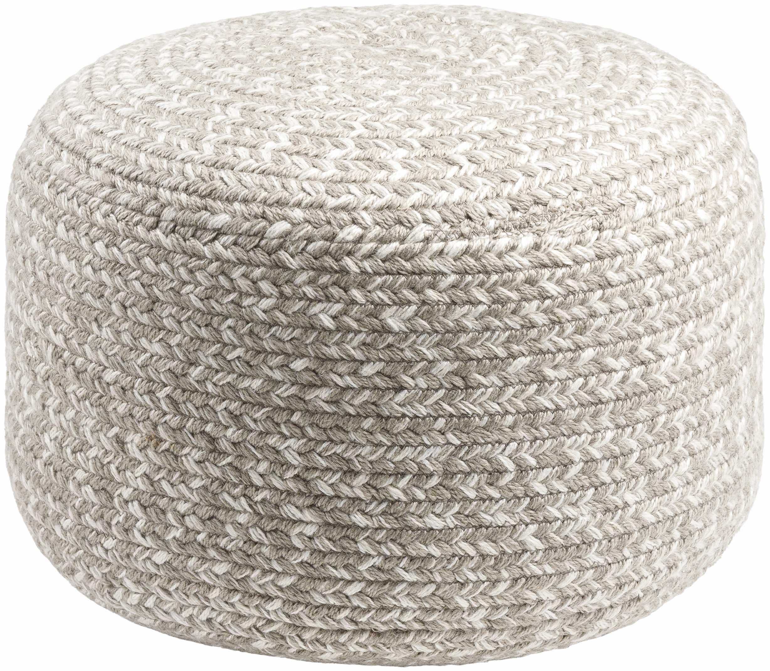 Phebe Braided Indoor / Outdoor Pouf - Taupe, Cream